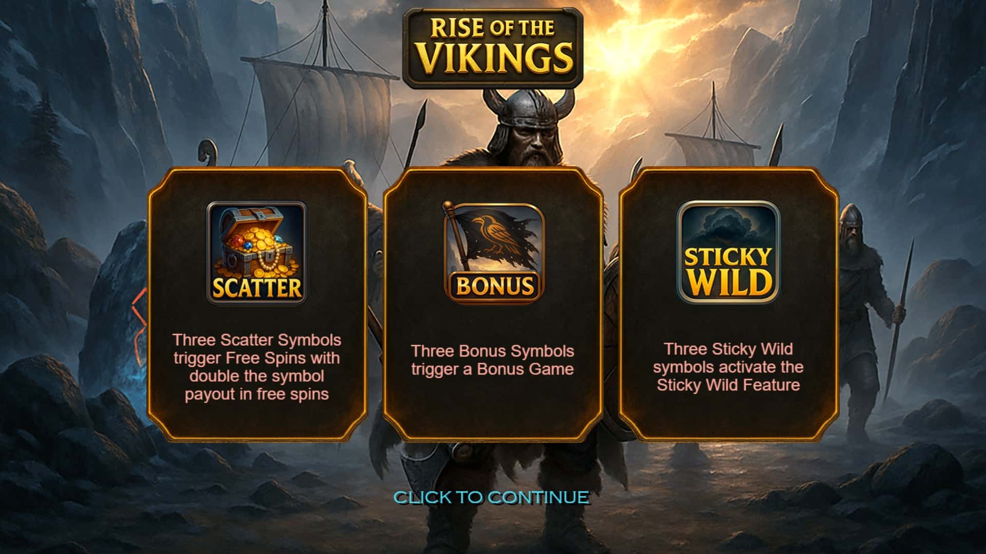 Rise of the Vikings slot intro screen