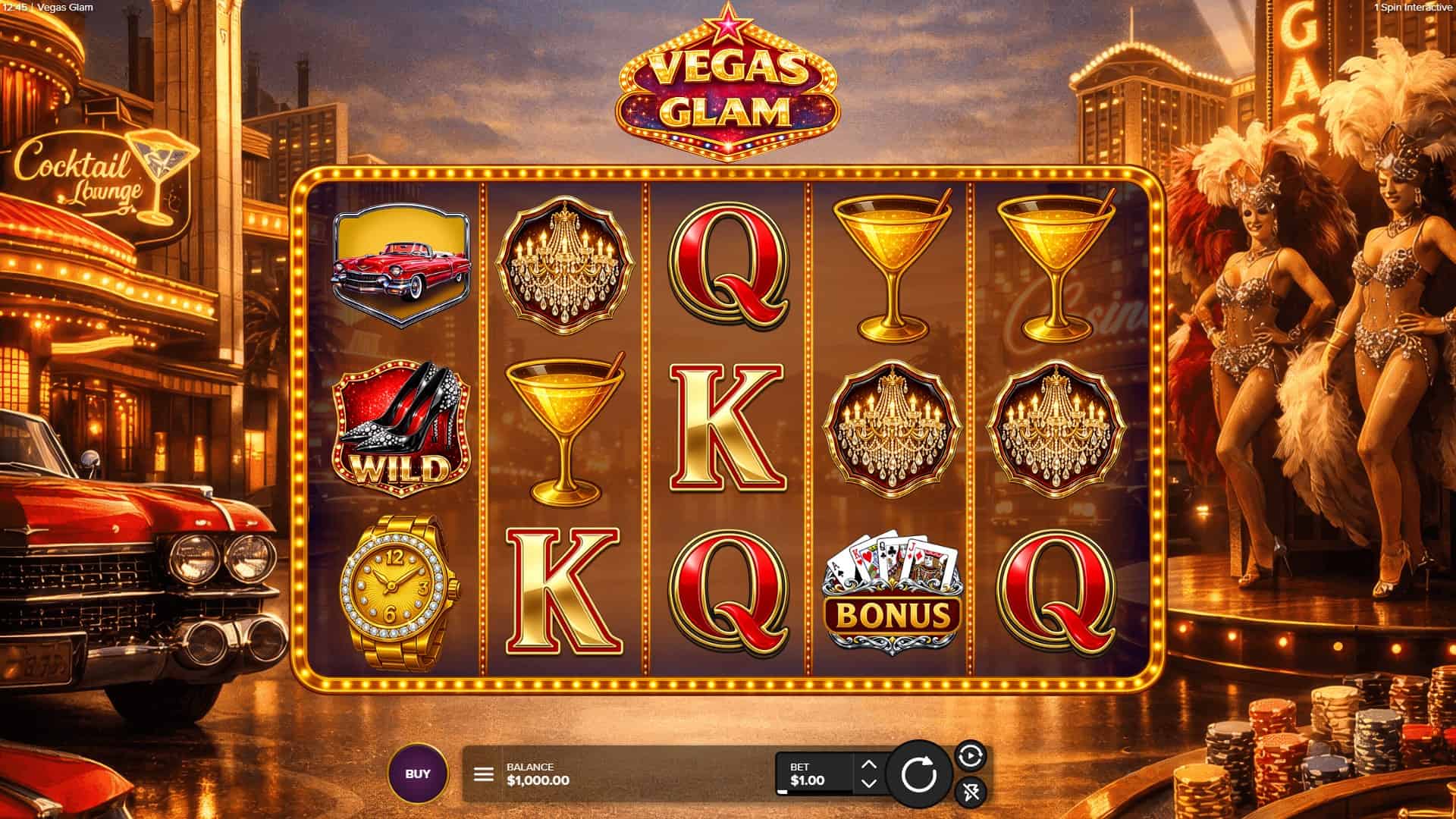 Vegas Glam slot gameplay reels