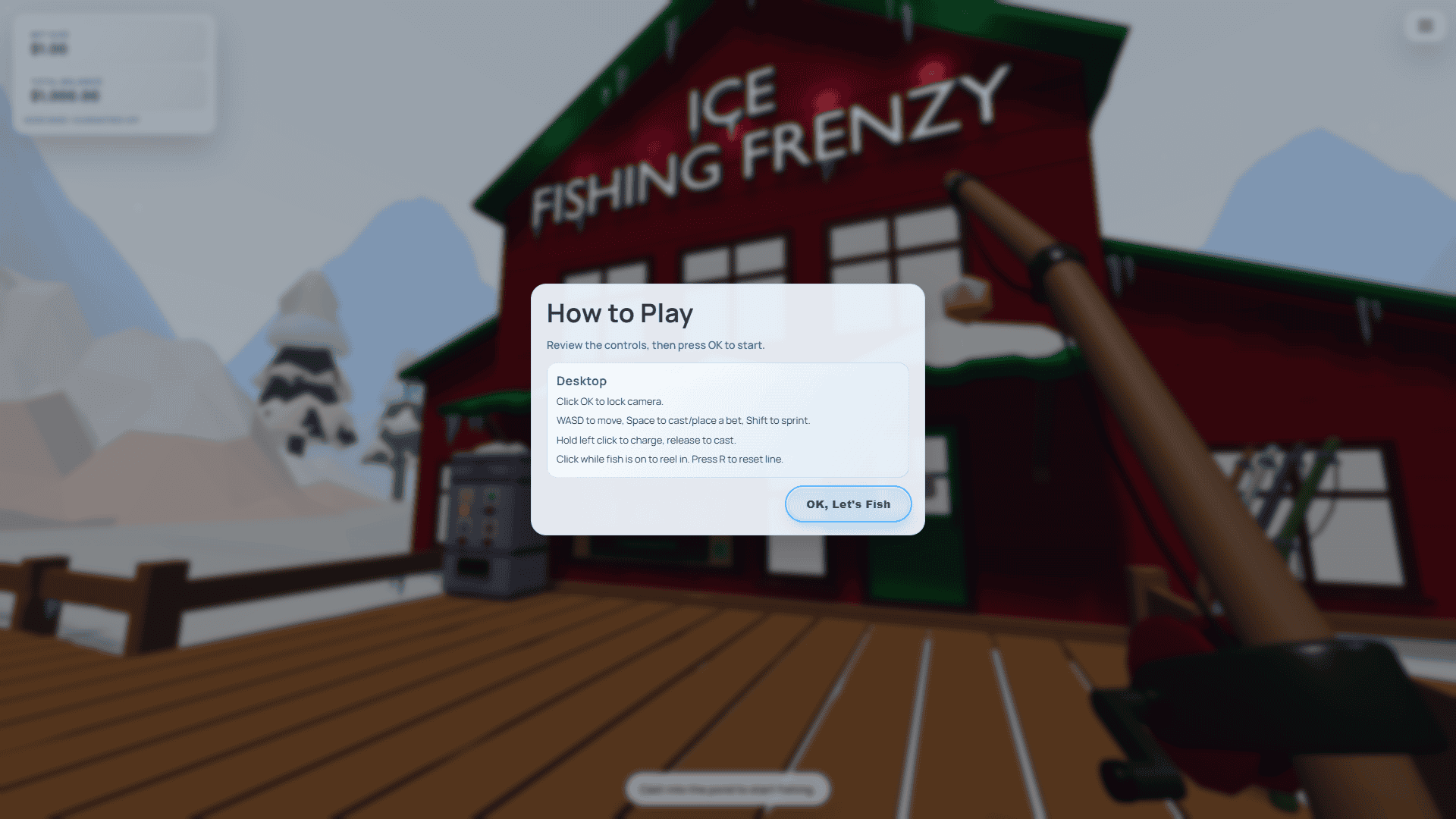 Ice Fishing Frenzy 3D slot intro screen