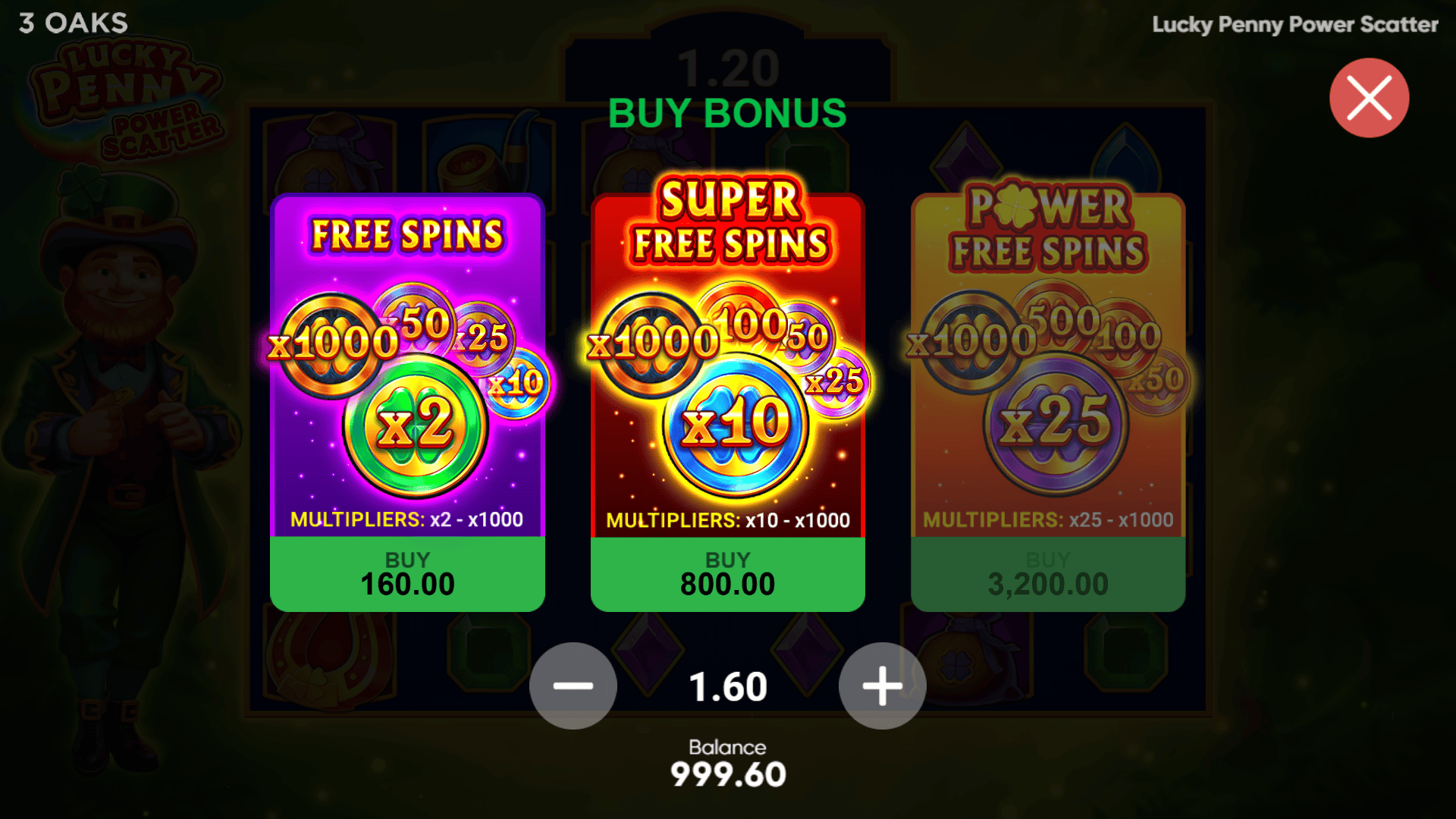 Lucky Penny Power Scatter bonus buy menu