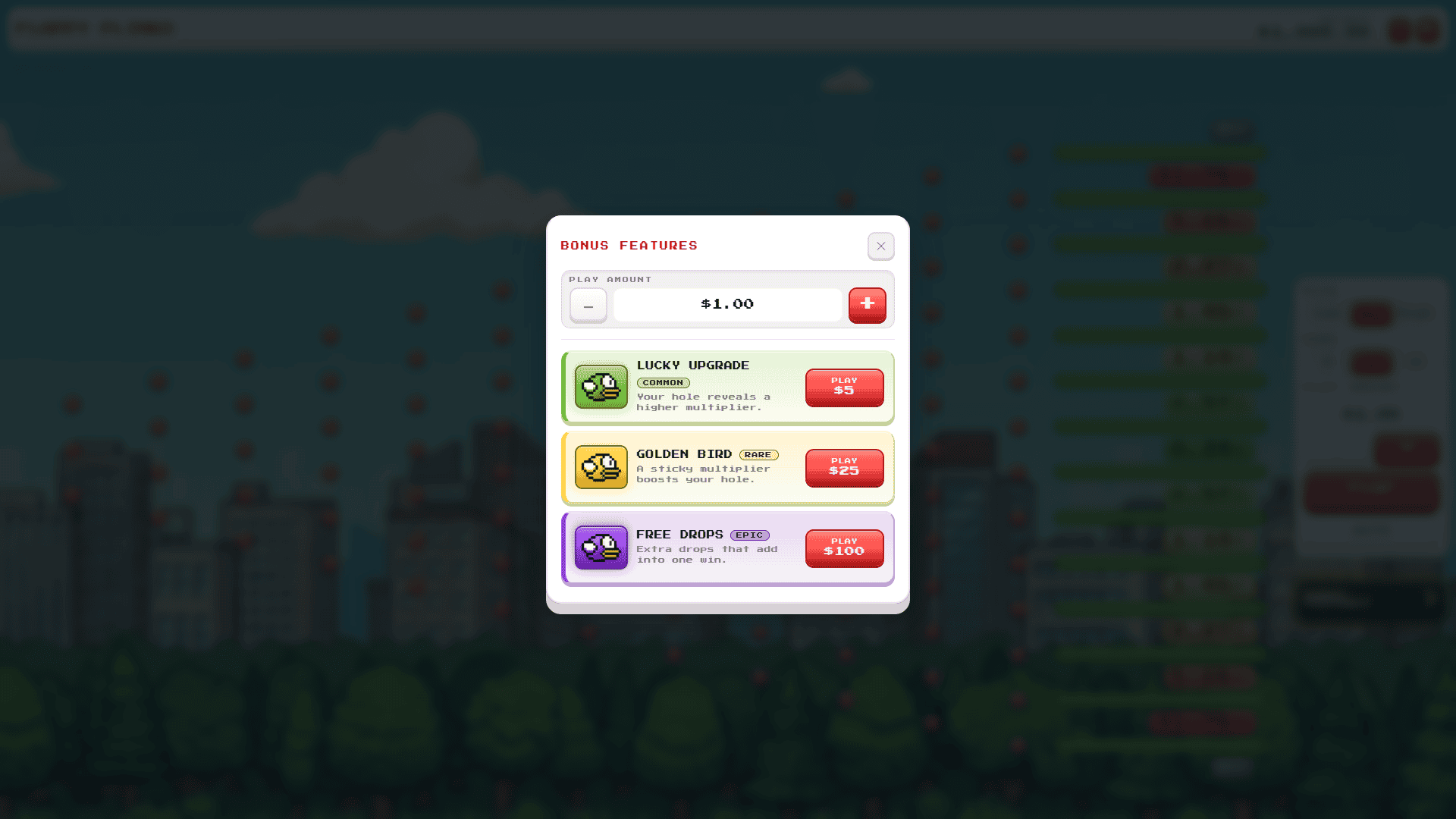 Flappy Plinko bonus buy menu