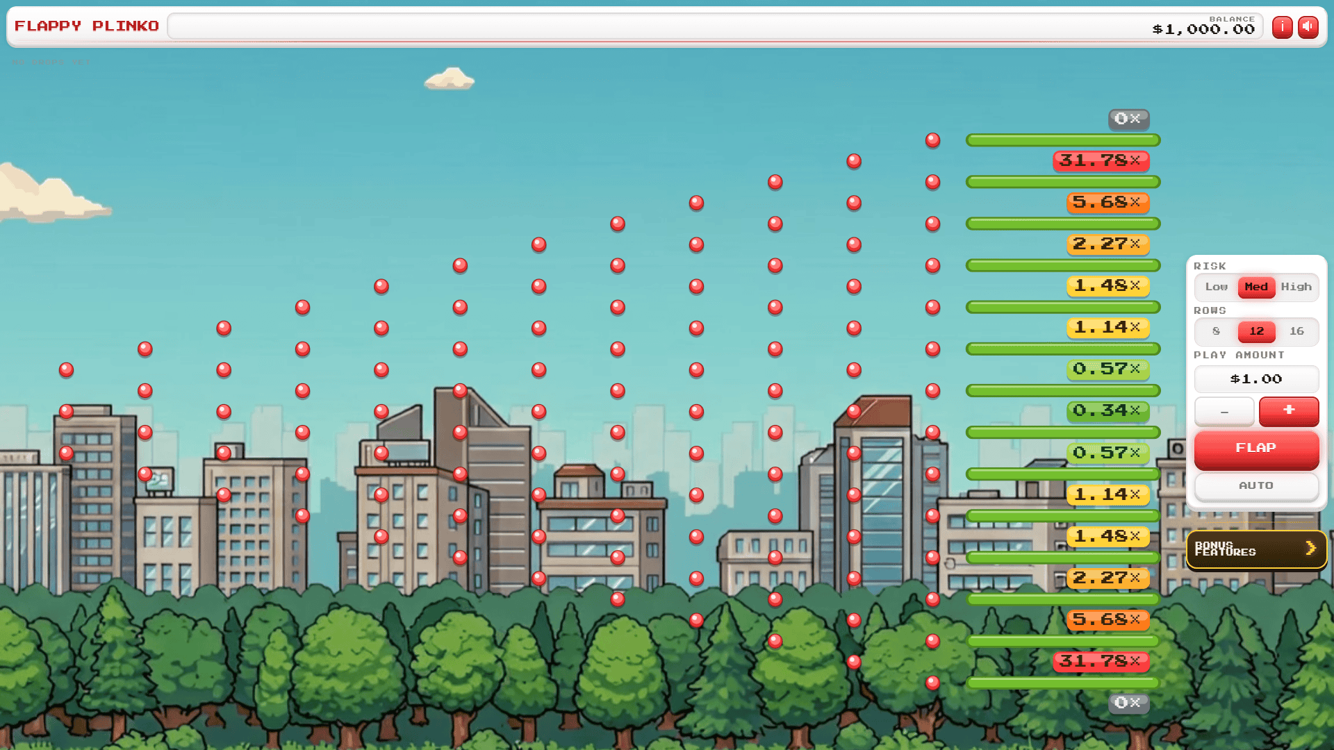 Flappy Plinko slot gameplay reels