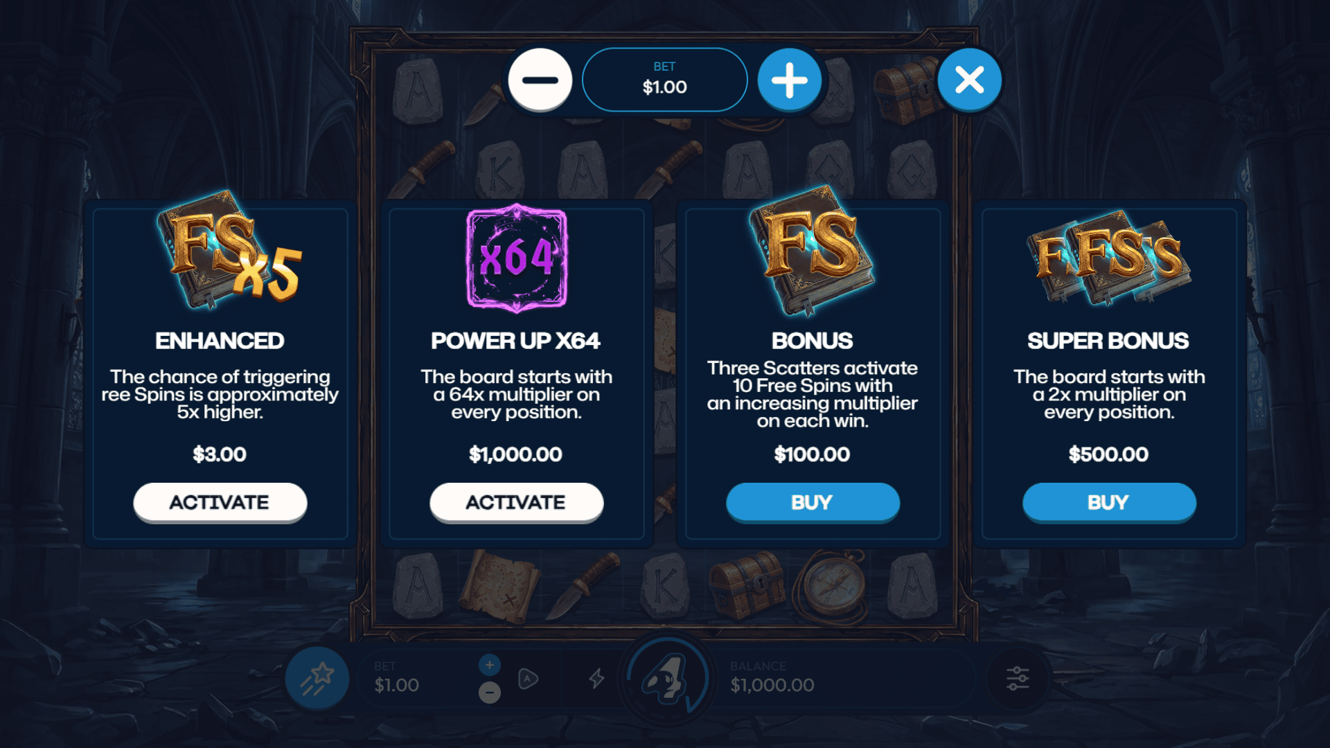 Grimoire of the Deep bonus buy menu