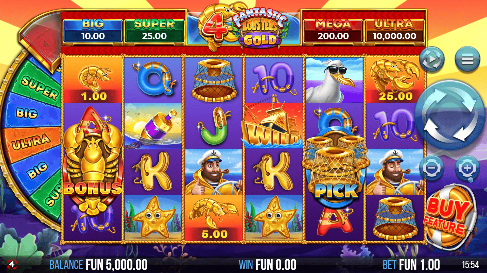 4 Fantastic Lobsters Gold slot gameplay reels