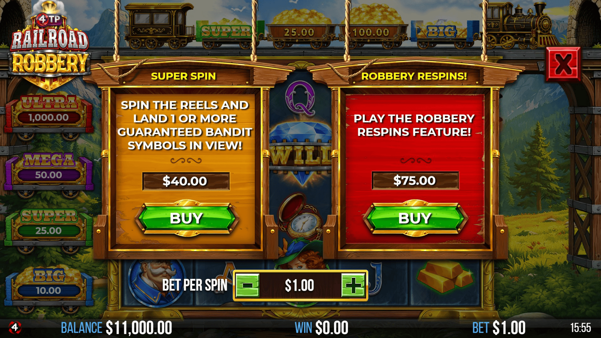 4TP Railroad Robbery bonus buy menu