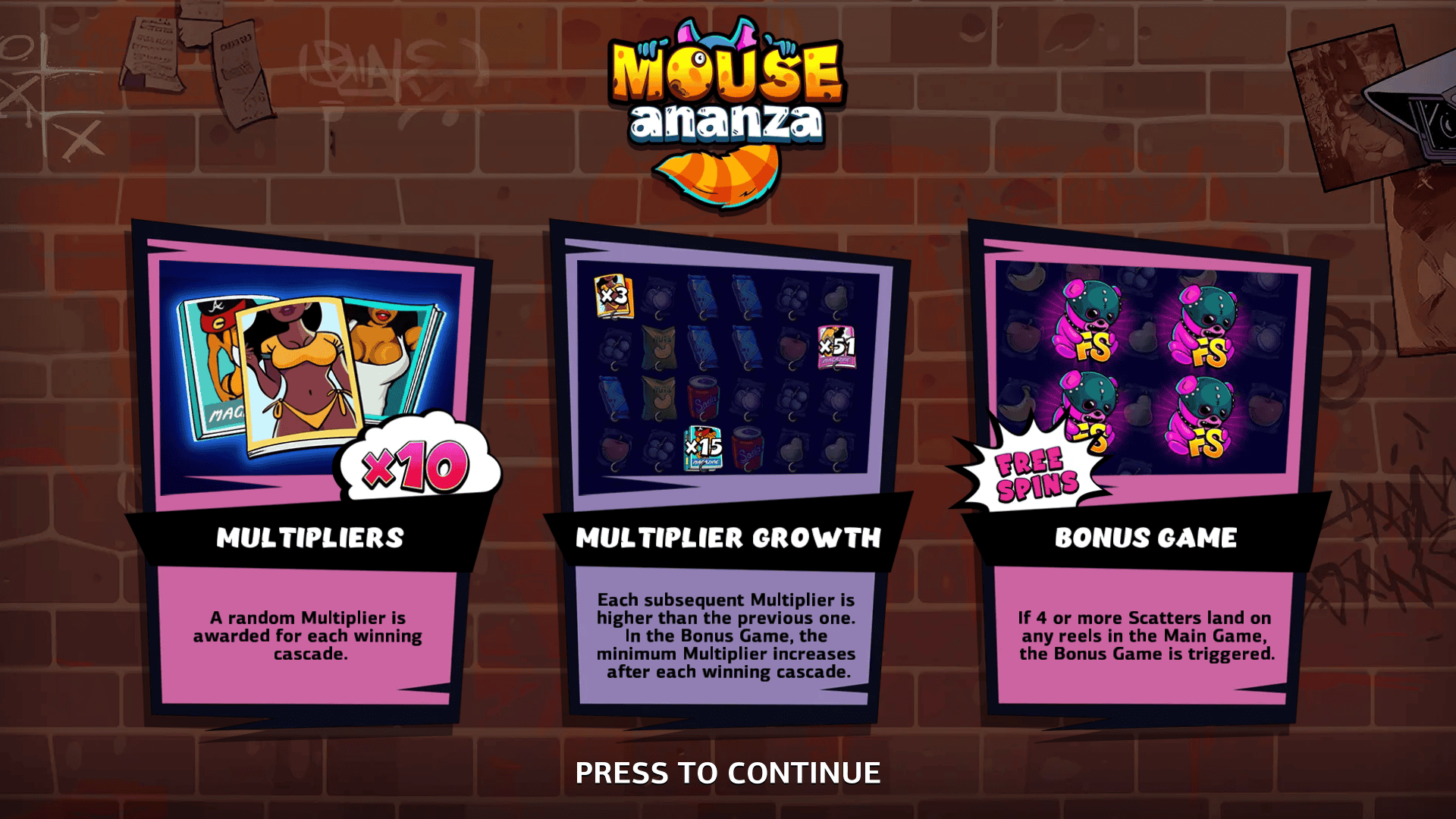 Mouse Ananza slot intro screen