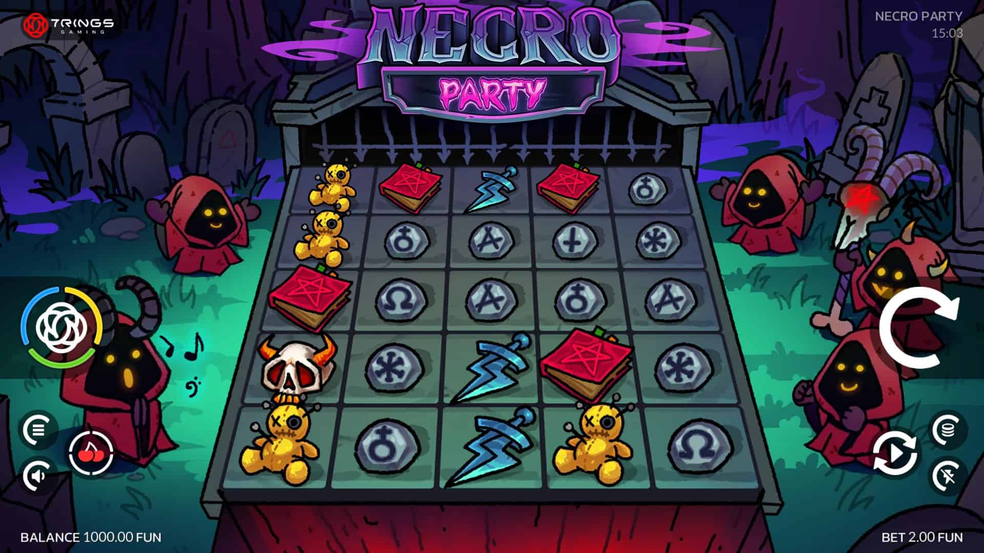 Necro Party slot gameplay reels