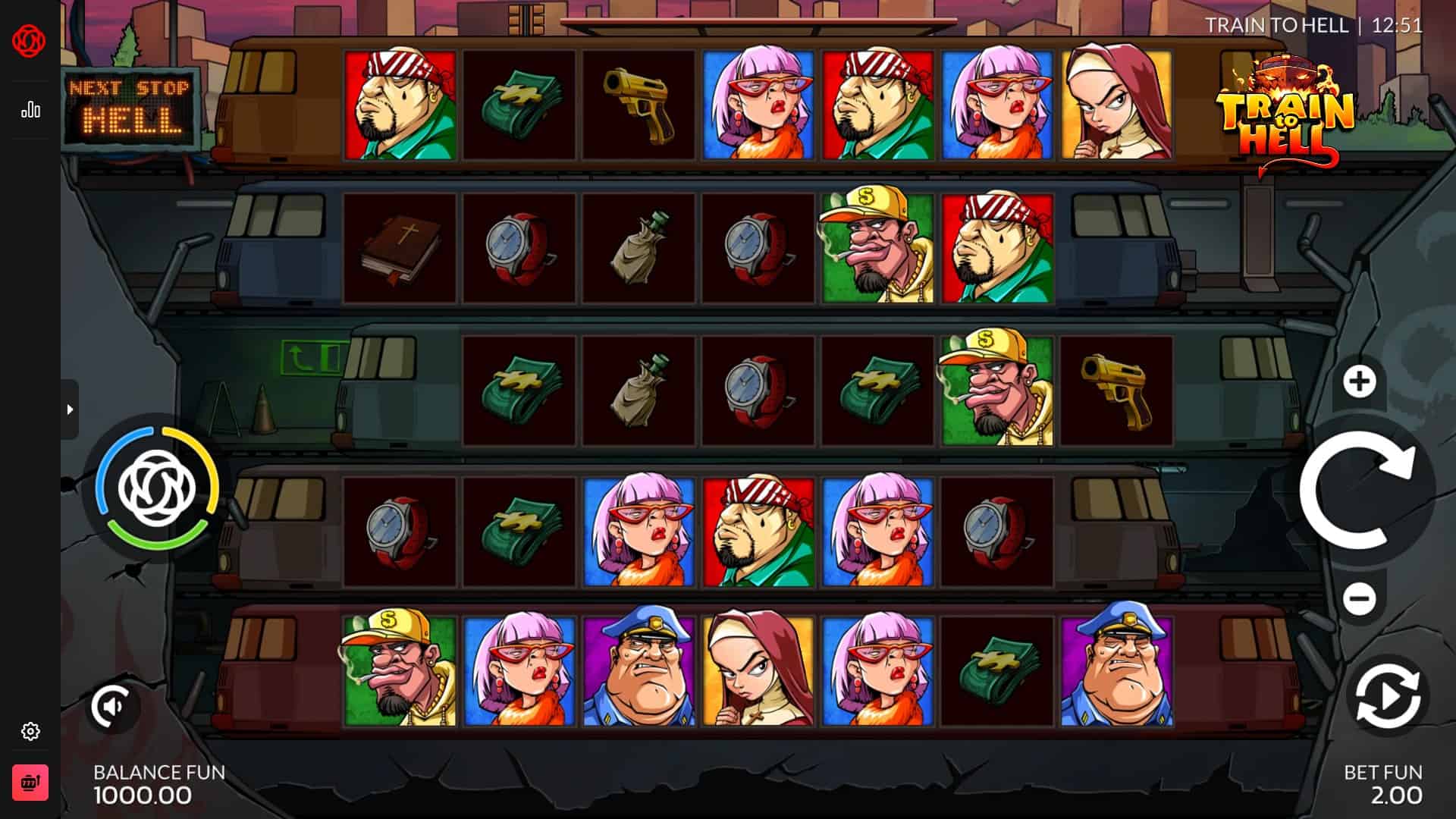 Train to Hell slot gameplay reels