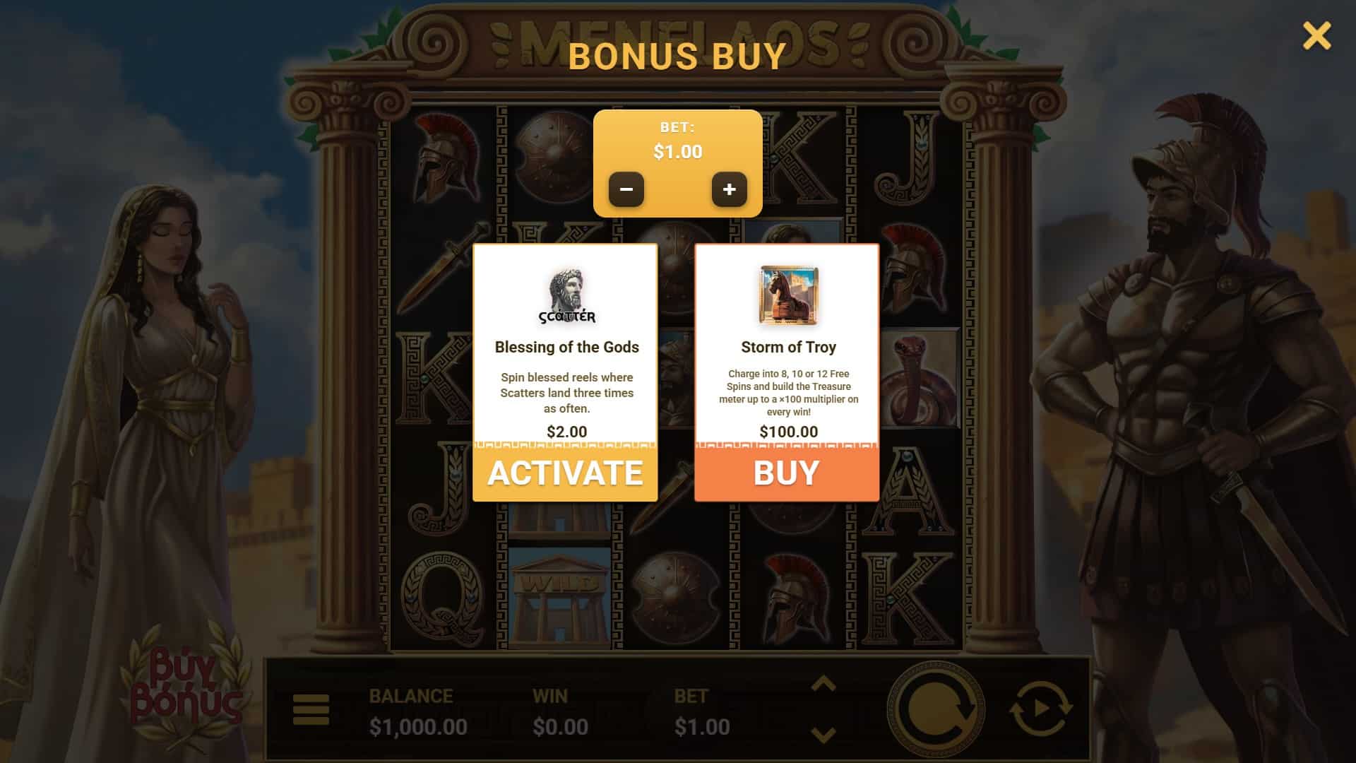 Menelaos Bonus Buy bonus buy menu