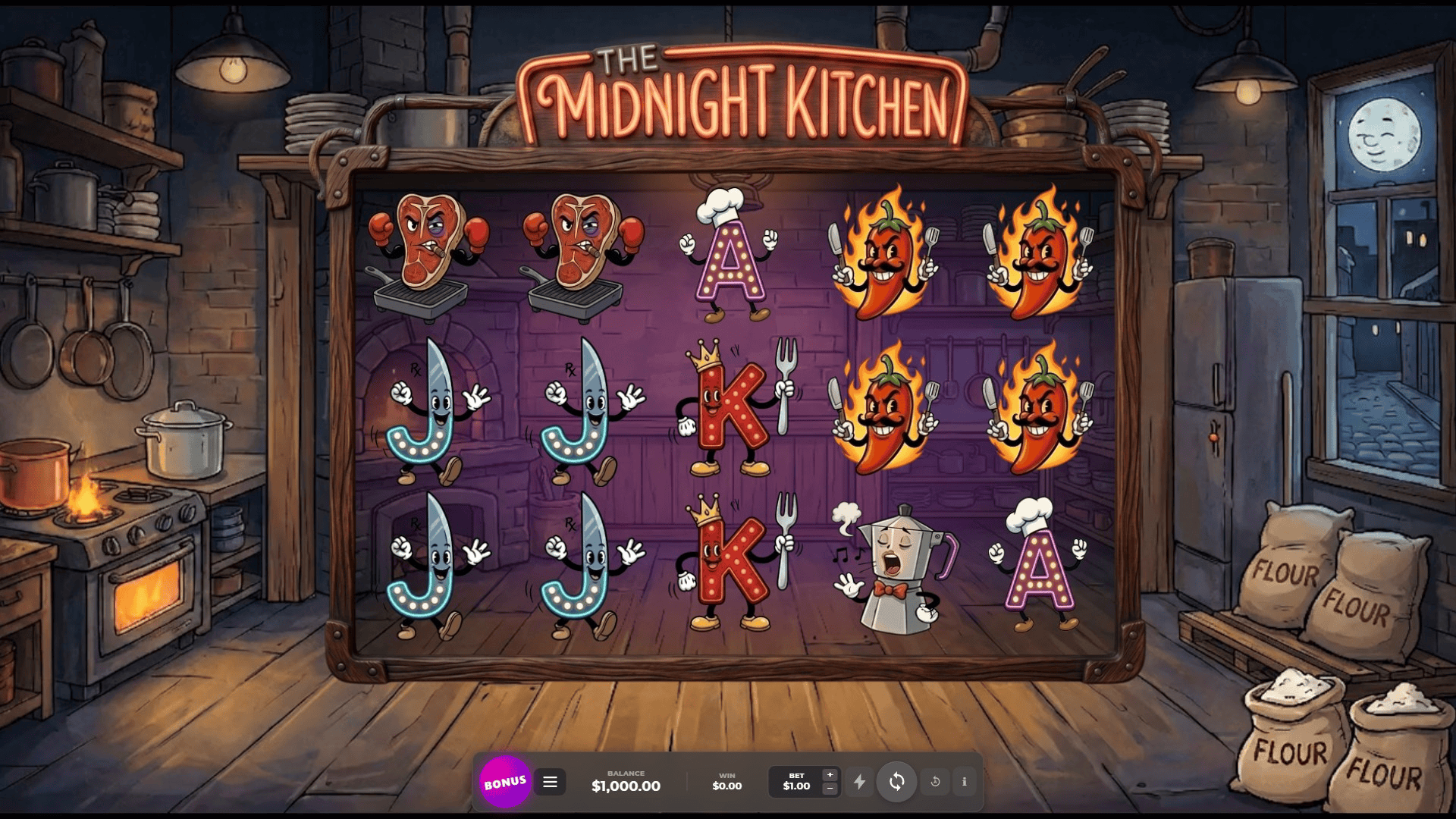 The Midnight Kitchen slot gameplay reels
