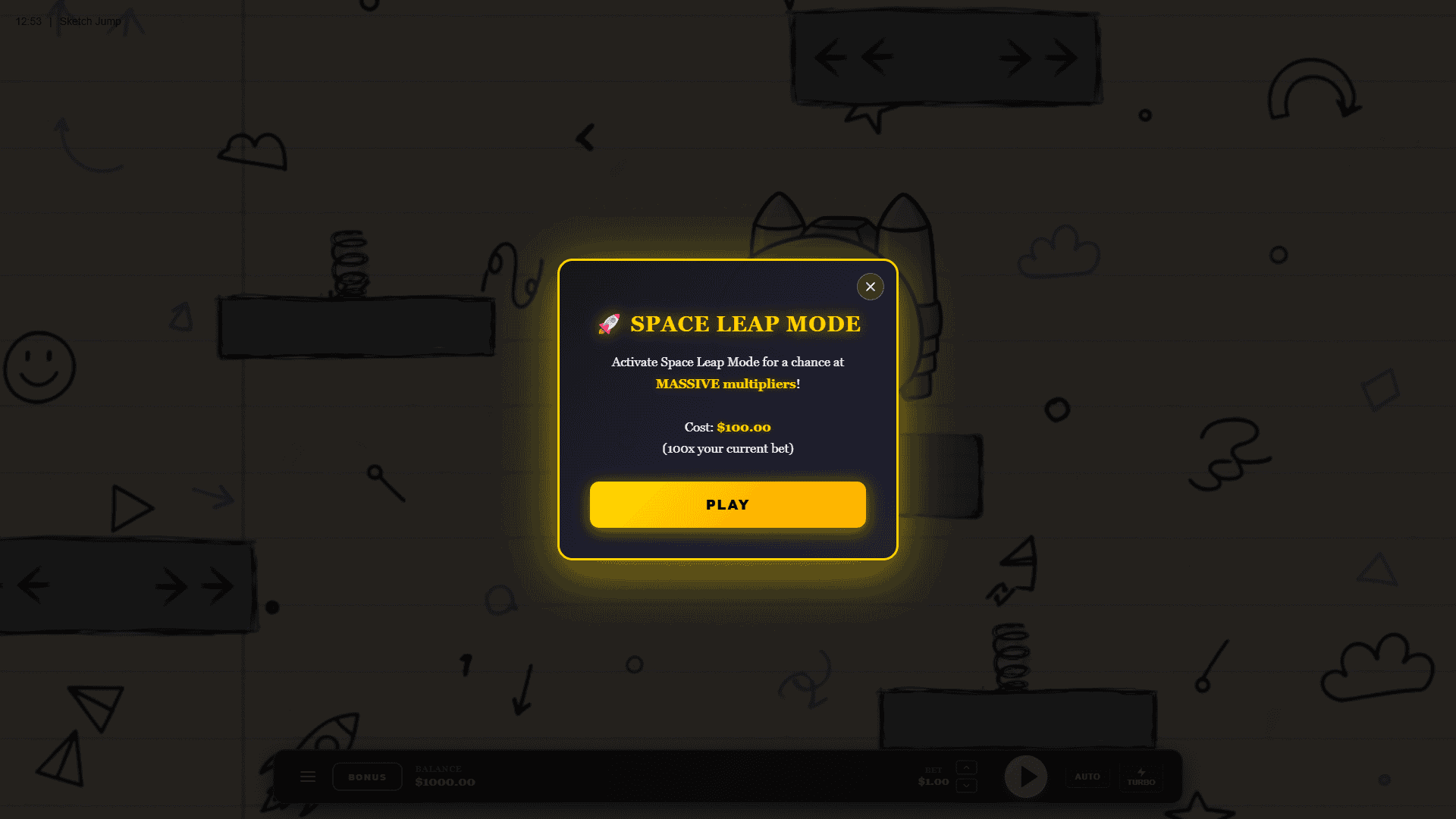 Sketch Jump bonus buy menu