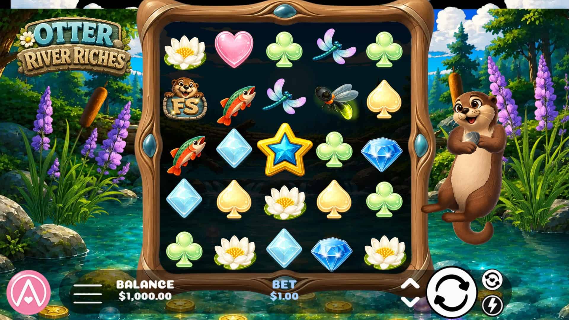 Otter River Riches slot gameplay reels