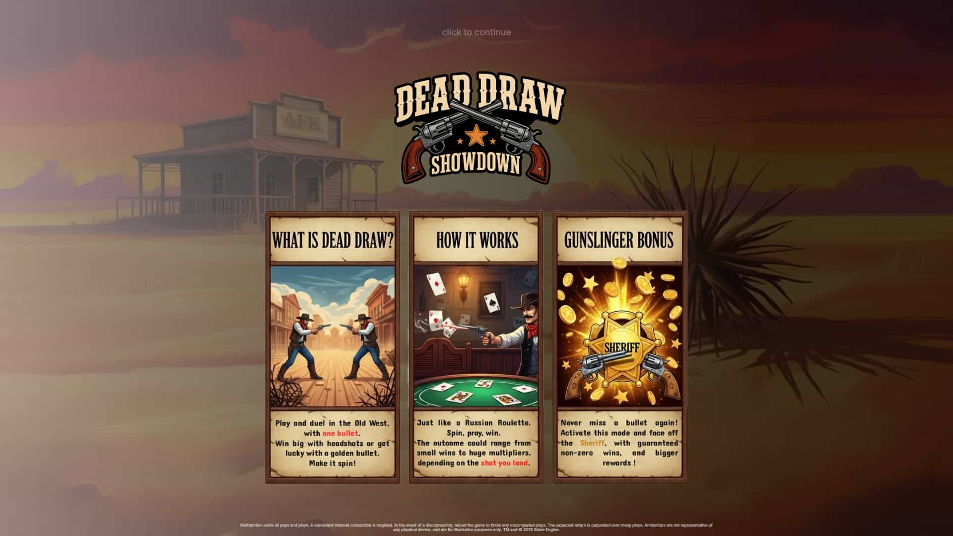 Dead Draw: Showdown slot intro screen