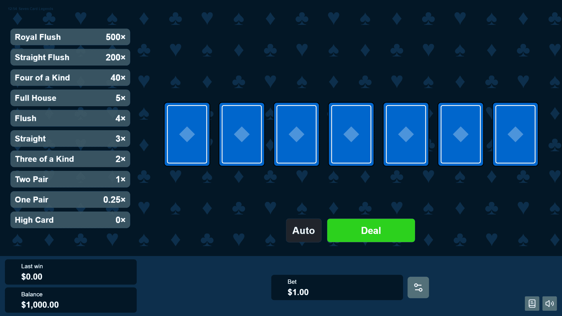 Seven Card Legends slot gameplay reels