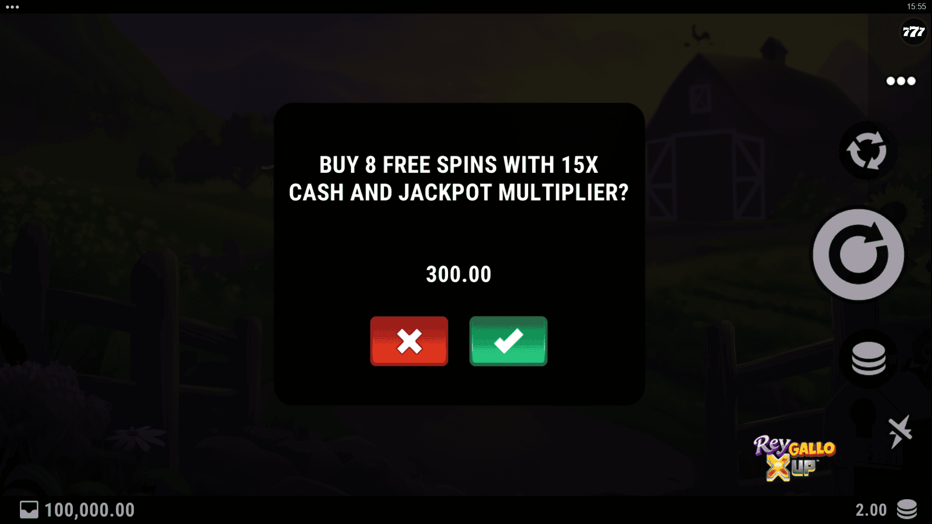 Rey Gallo X UP bonus buy menu