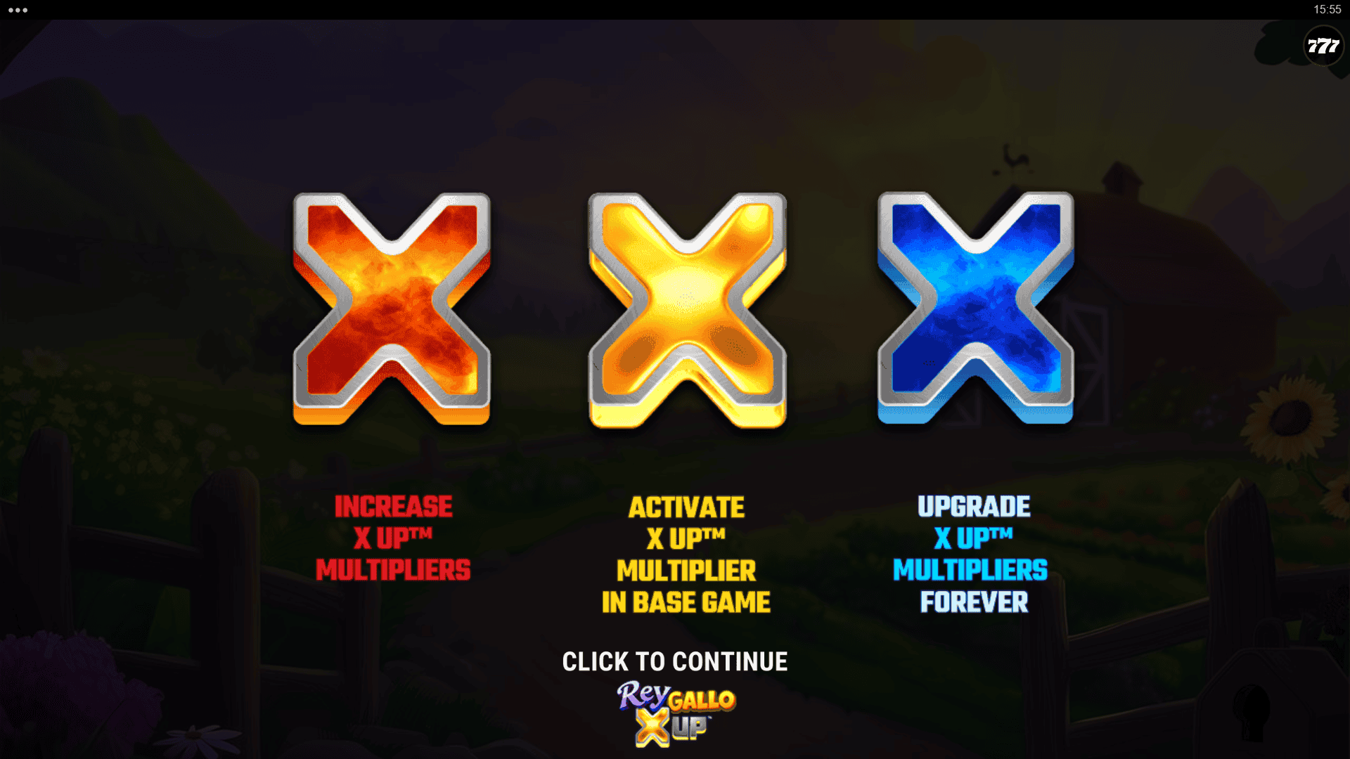 Rey Gallo X UP slot intro screen
