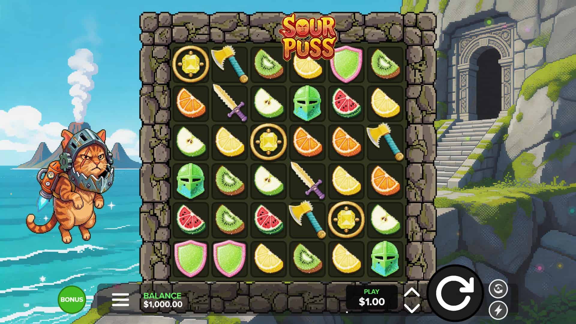 Sour Puss slot gameplay reels