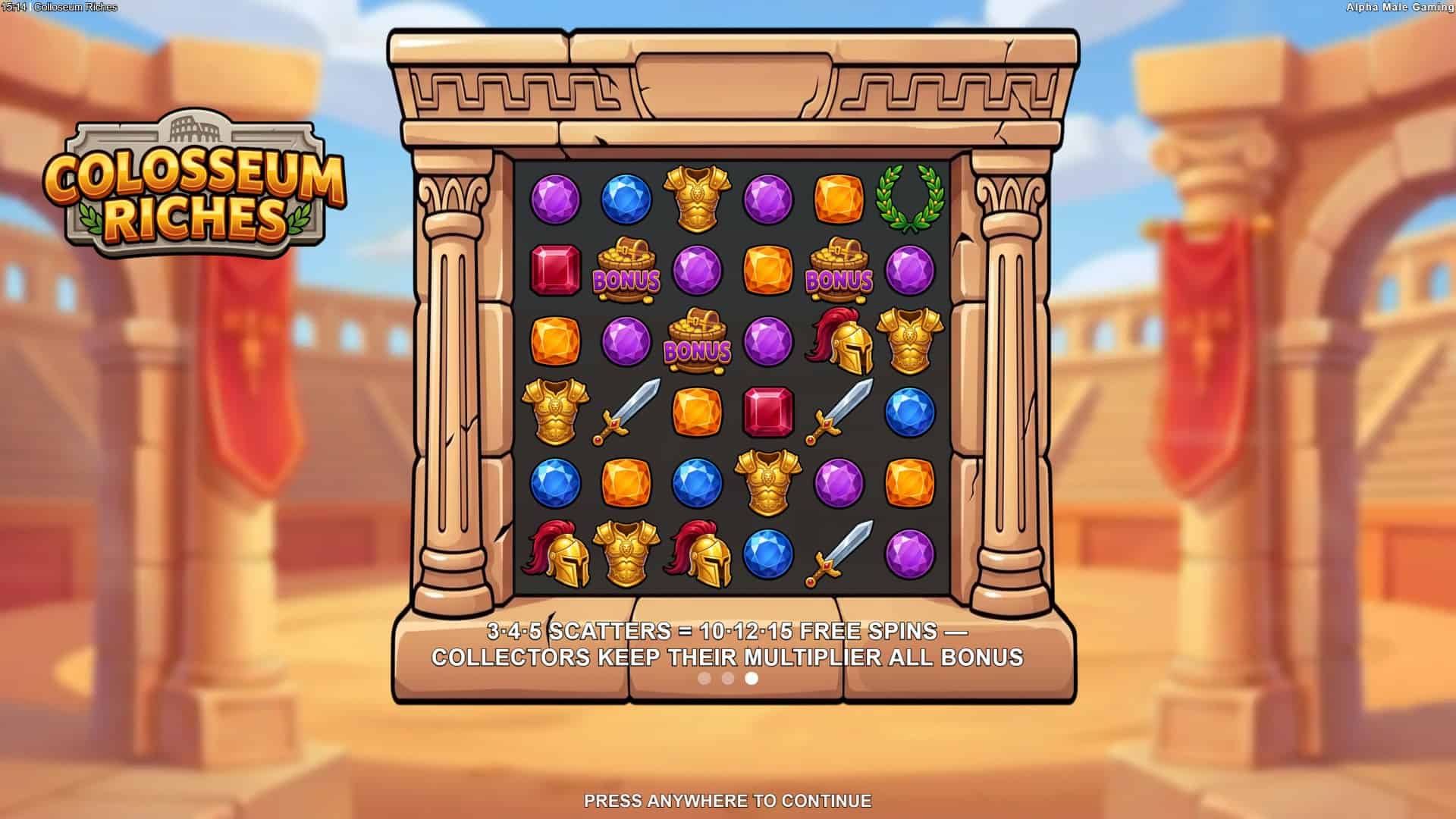 Colosseum Riches slot intro screen