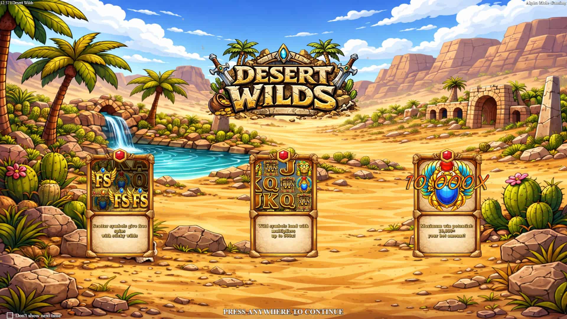 Desert Wilds slot intro screen