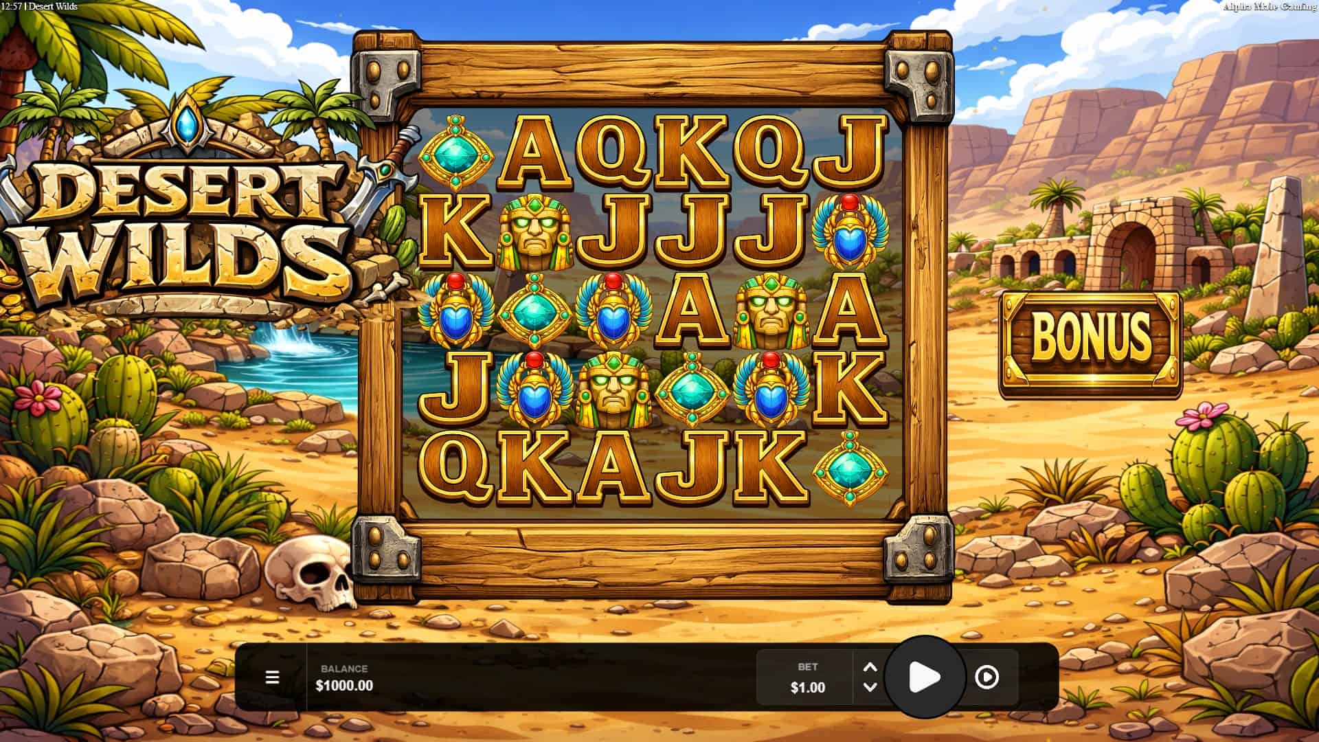 Desert Wilds slot gameplay reels