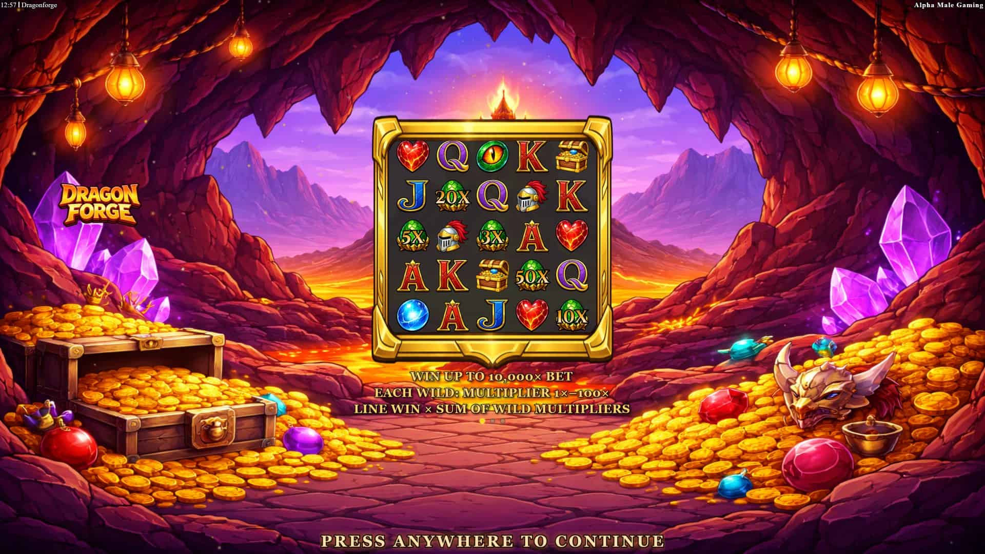 Dragon Forge slot intro screen