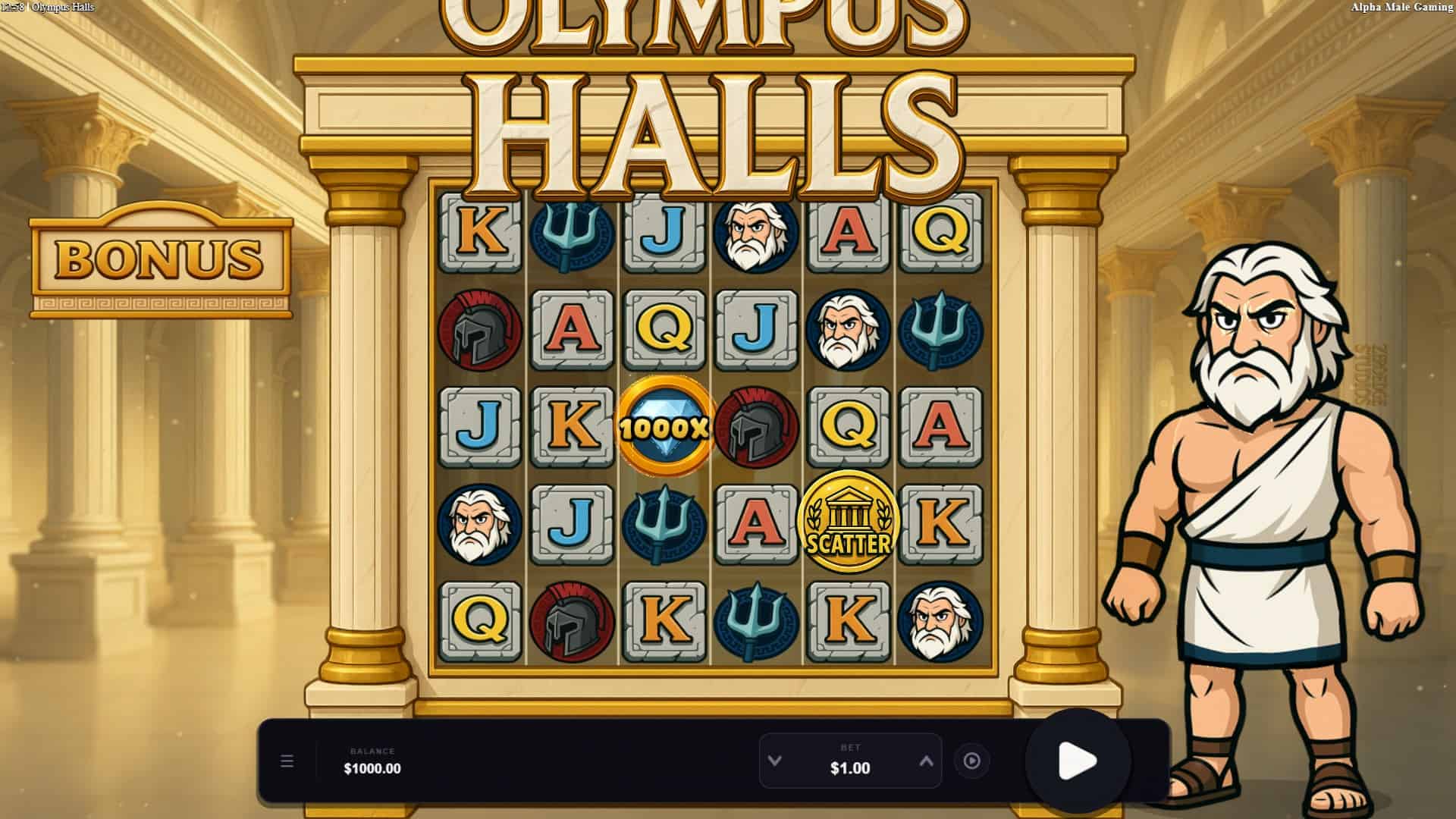 Olympus Halls slot gameplay reels