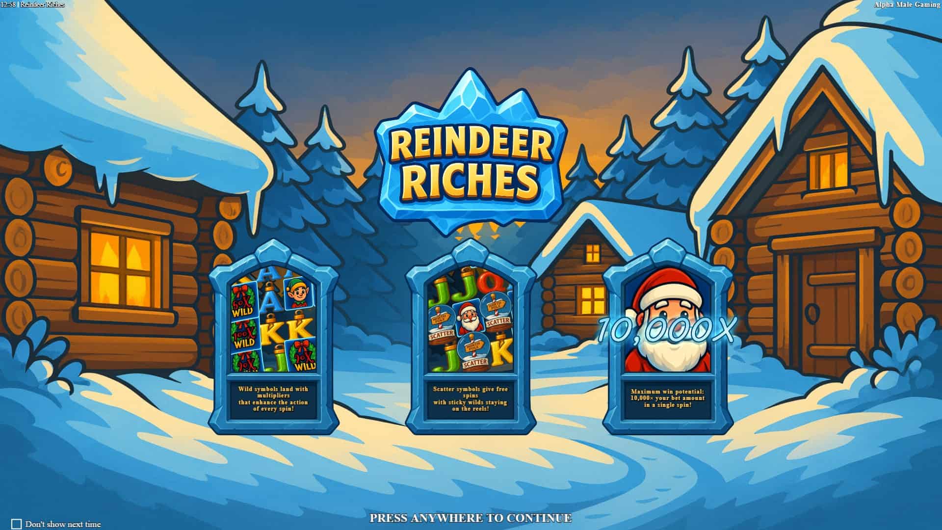 Reindeer Riches slot intro screen