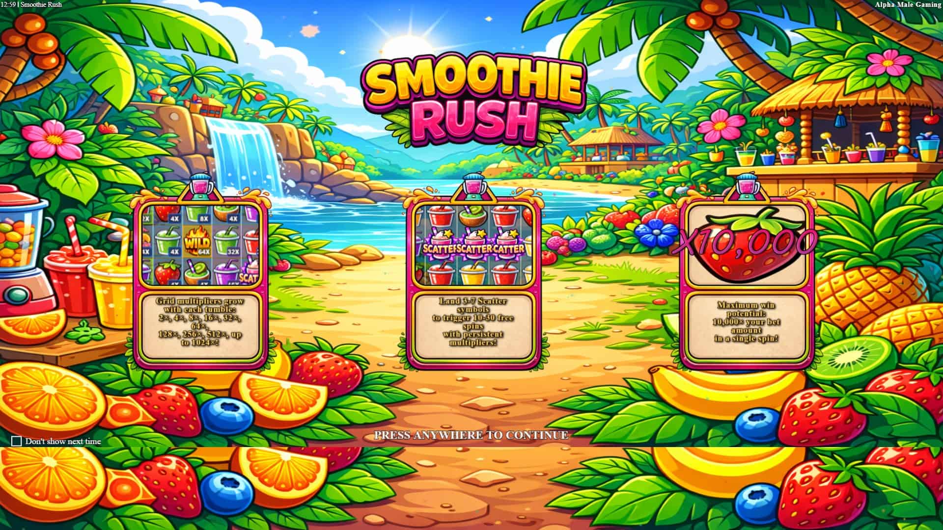 Smoothie Rush slot intro screen