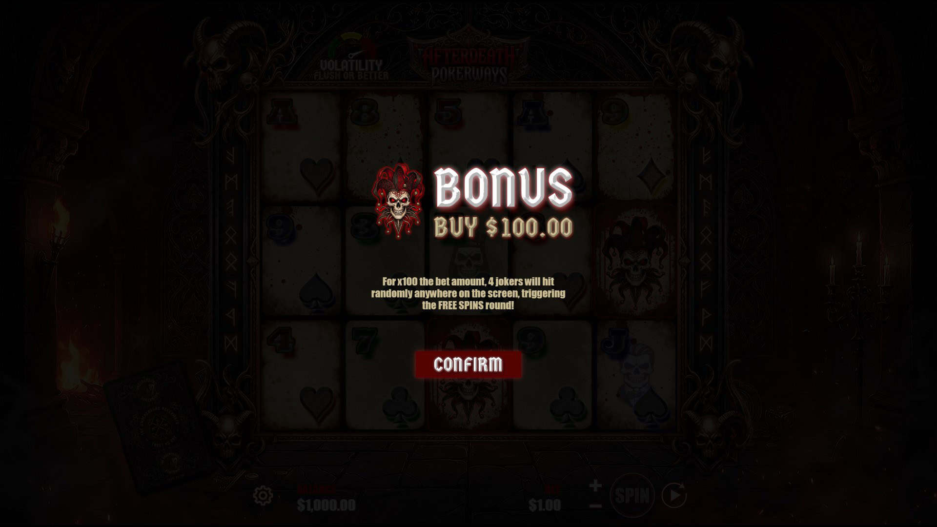 Afterdeath Pokerways bonus buy menu