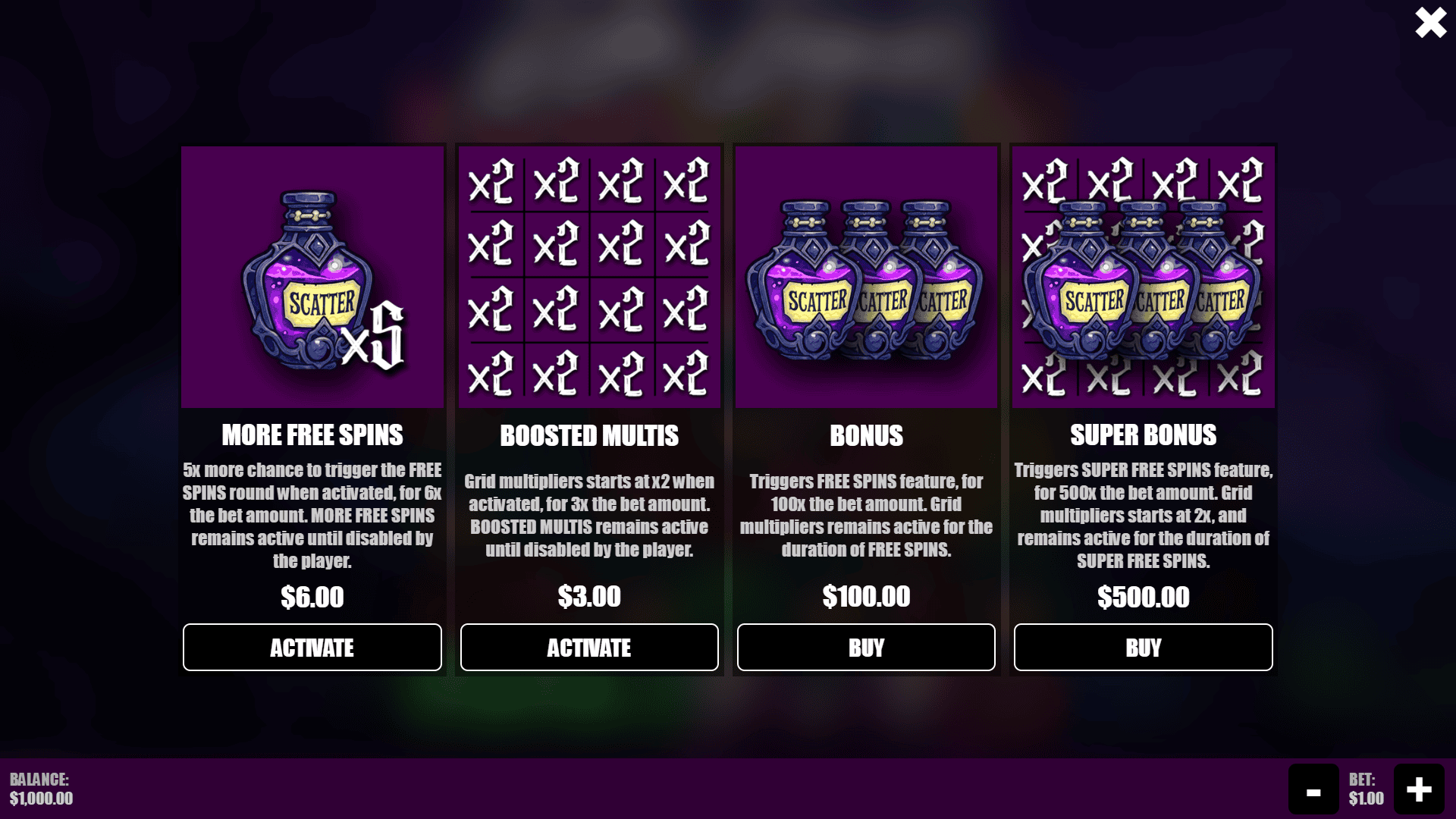 Goth Ladies bonus buy menu