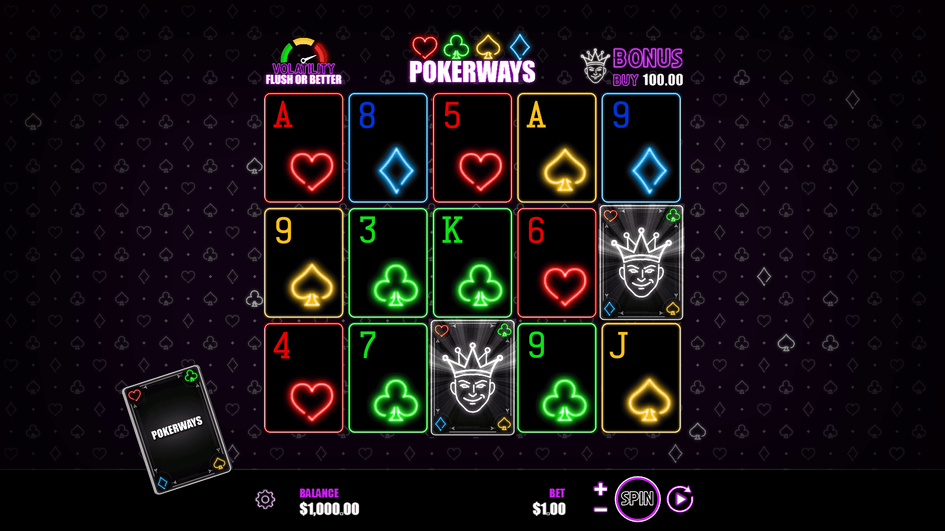 Neon Jokers Pokerways slot gameplay reels