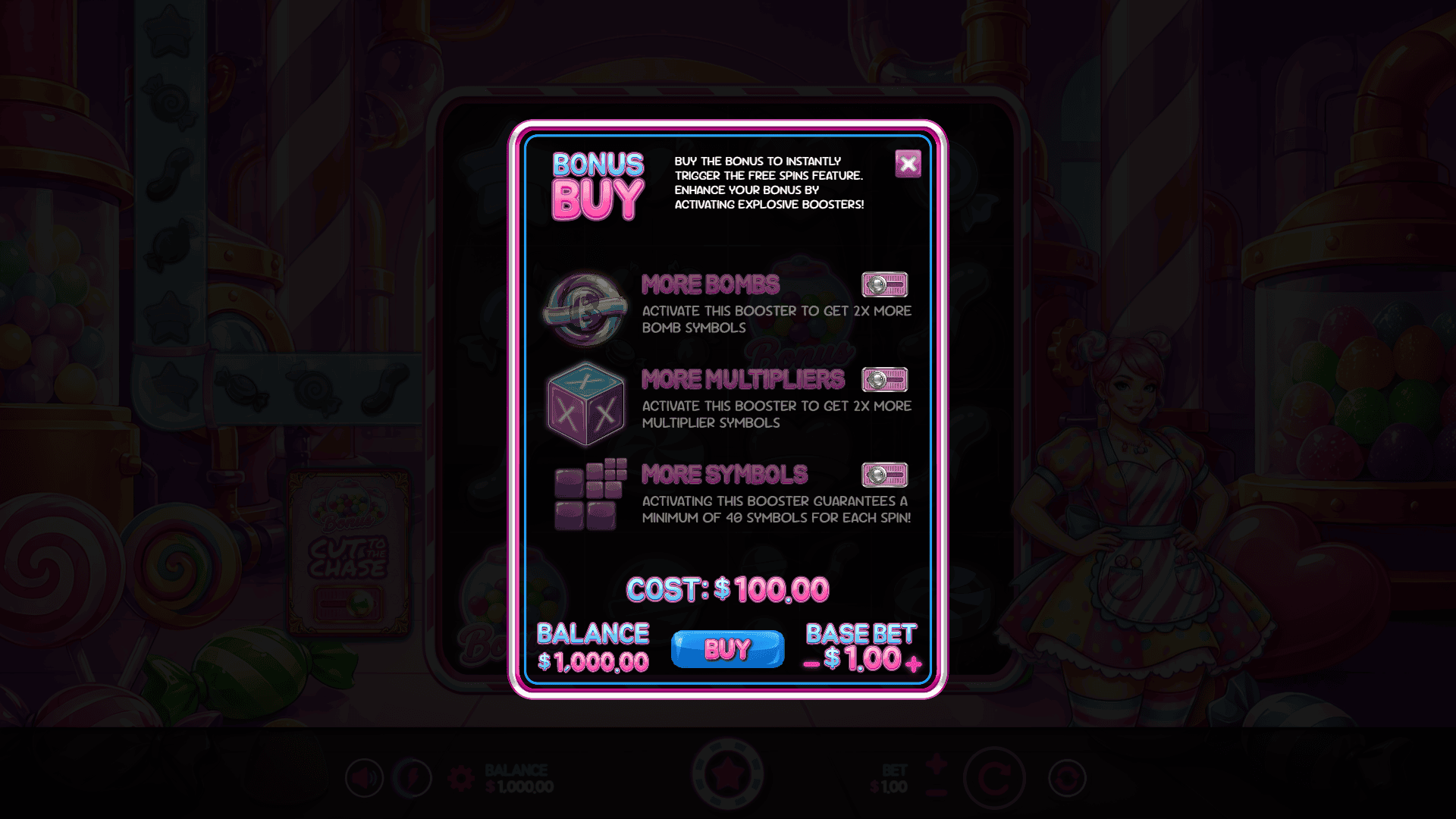Sweet Factory bonus buy menu