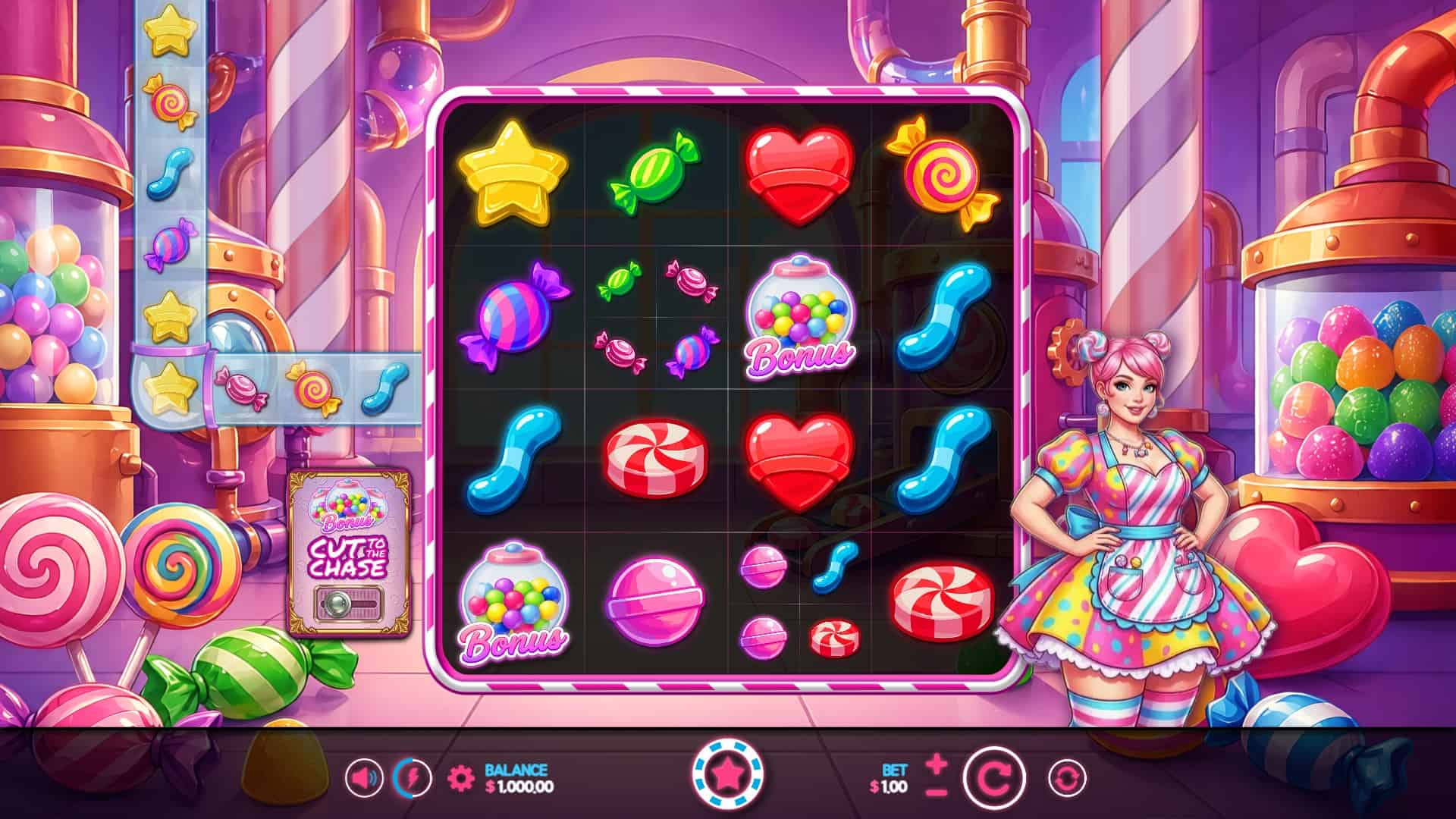 Sweet Factory slot gameplay reels