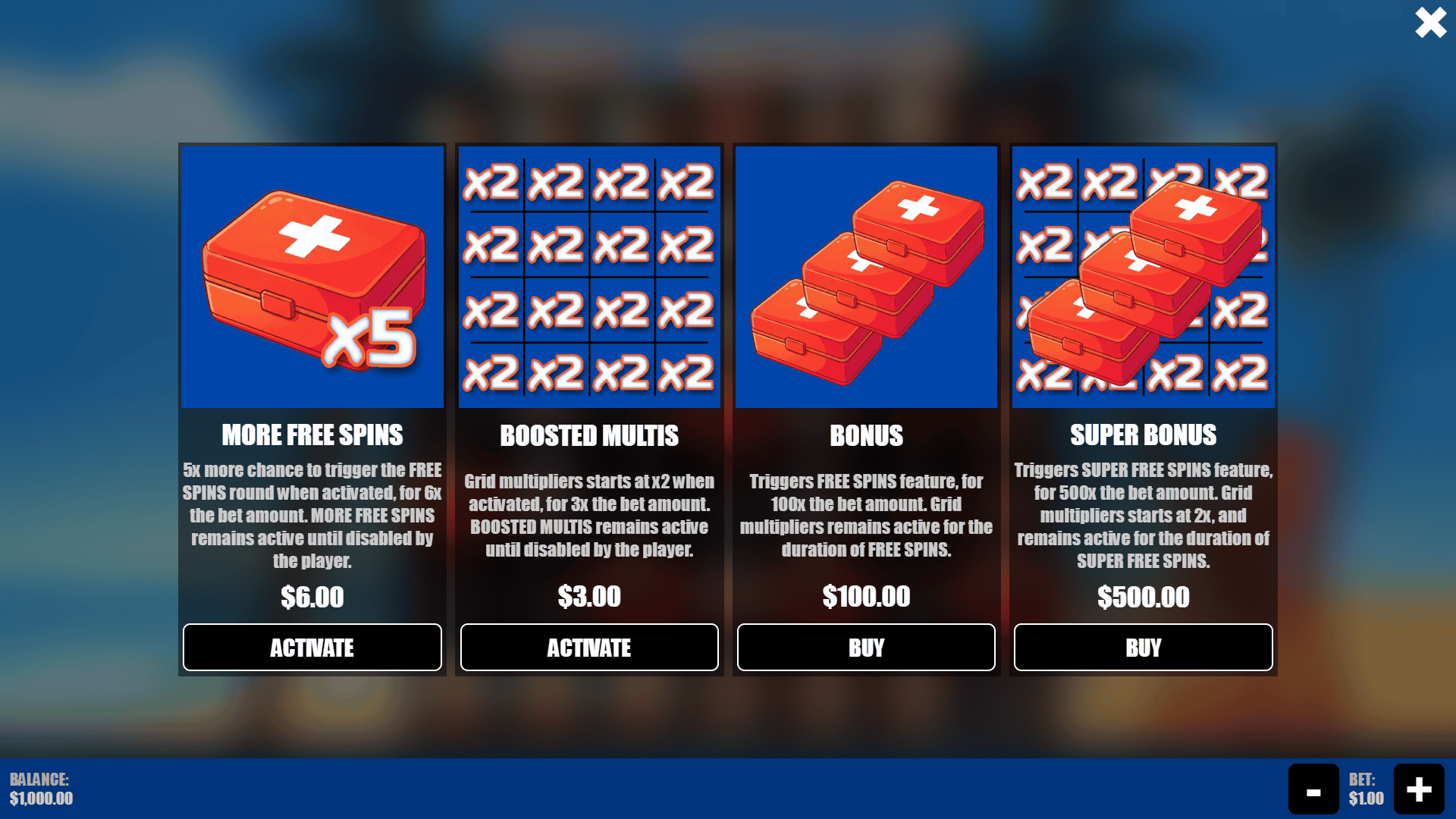 Wet Rescue bonus buy menu