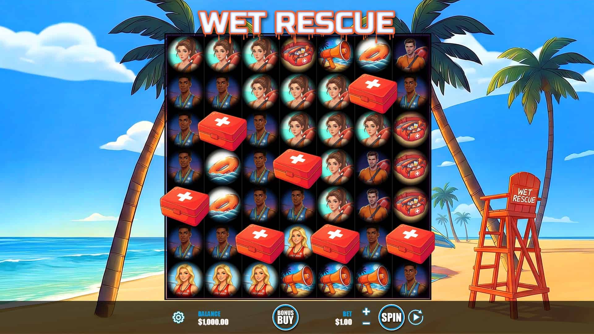 Wet Rescue slot gameplay reels