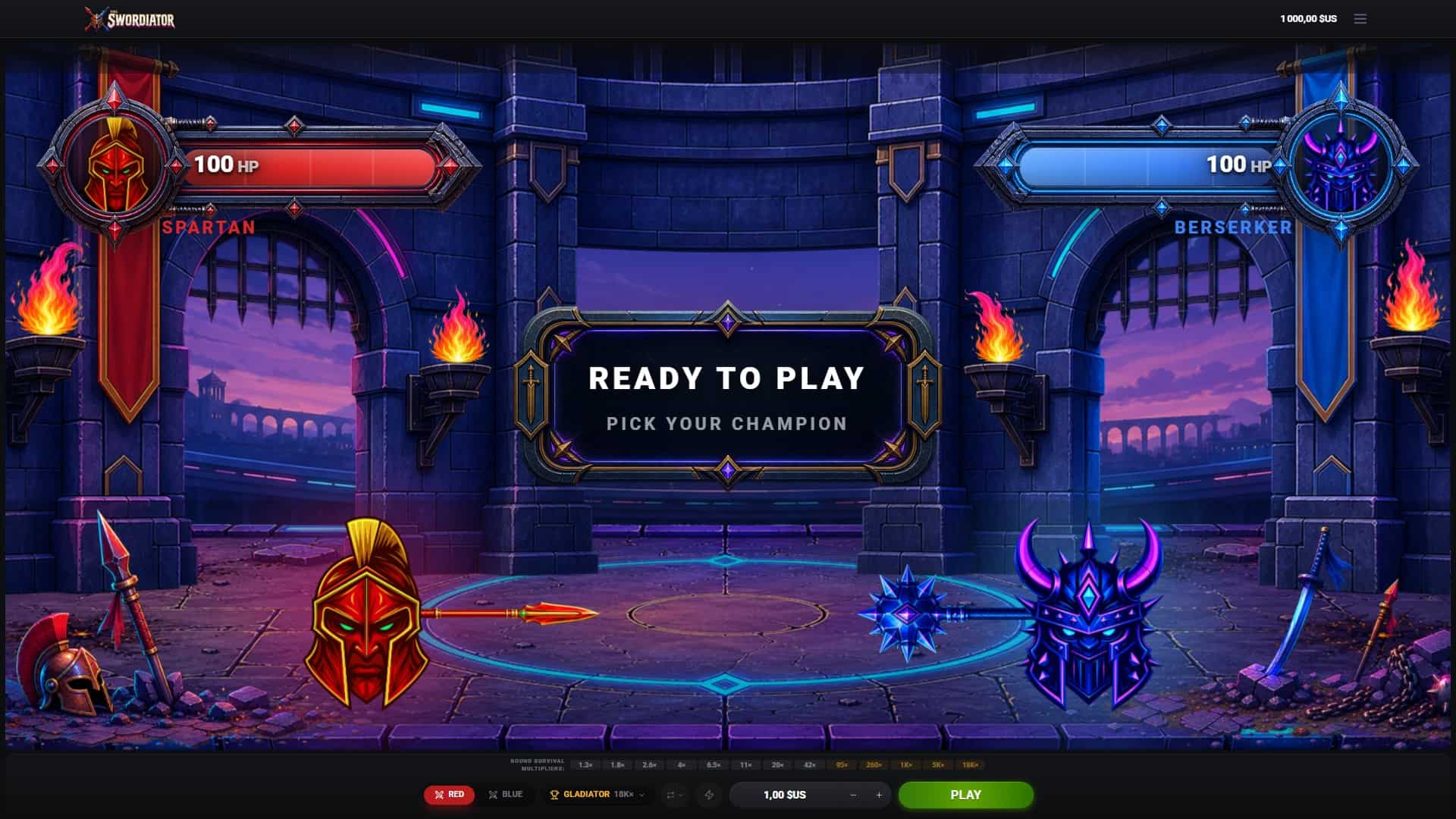 The Swordiator slot gameplay reels