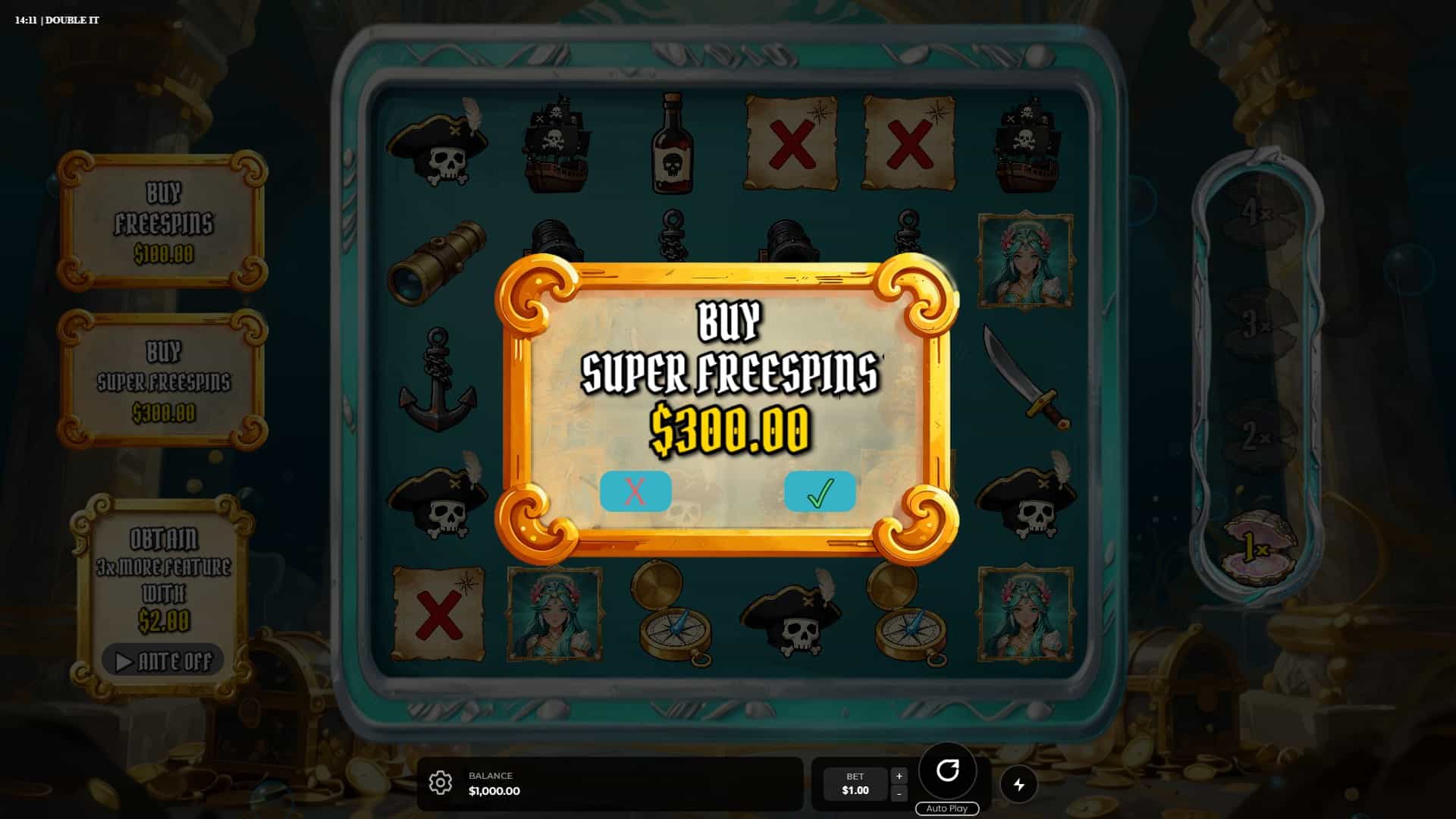 Double It bonus buy menu