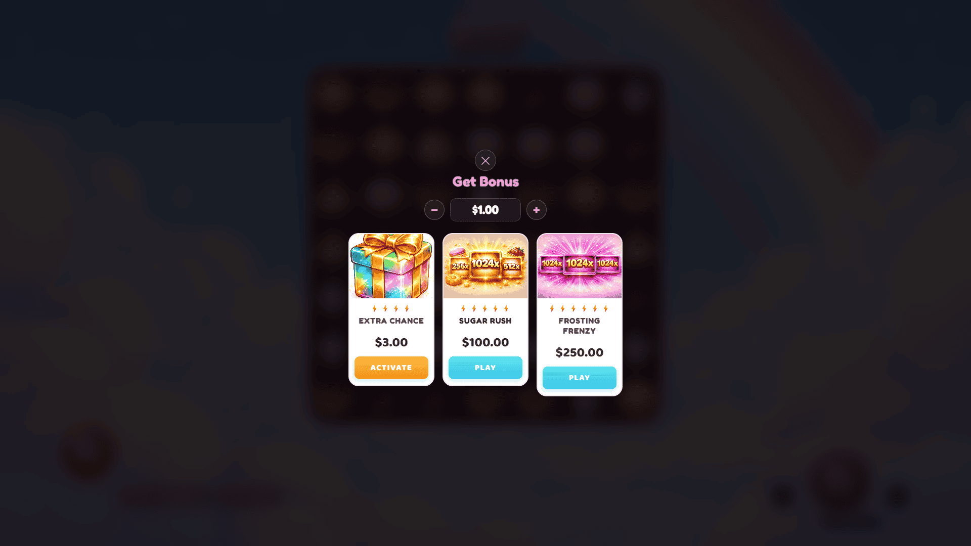 Sweet Bakery Cluster Pays bonus buy menu