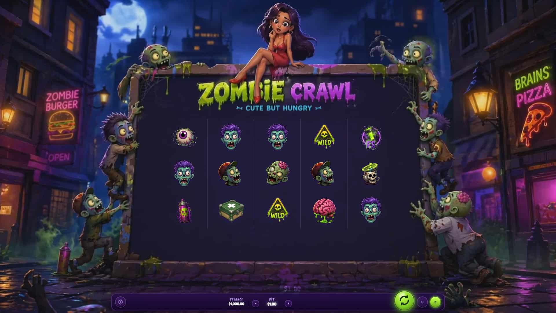 Zombie Crawl slot gameplay reels
