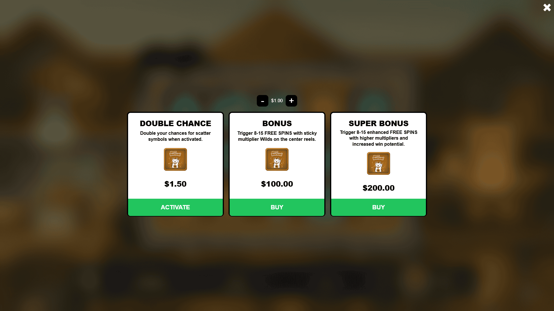 Cat Mansion bonus buy menu