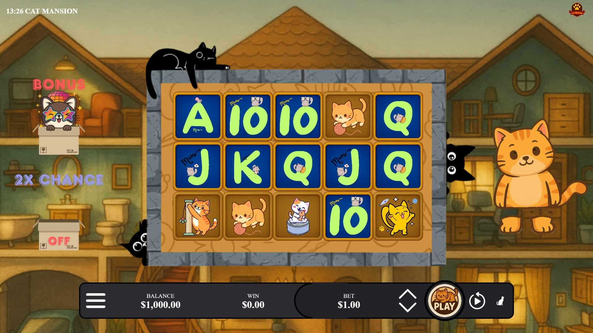 Cat Mansion slot gameplay reels