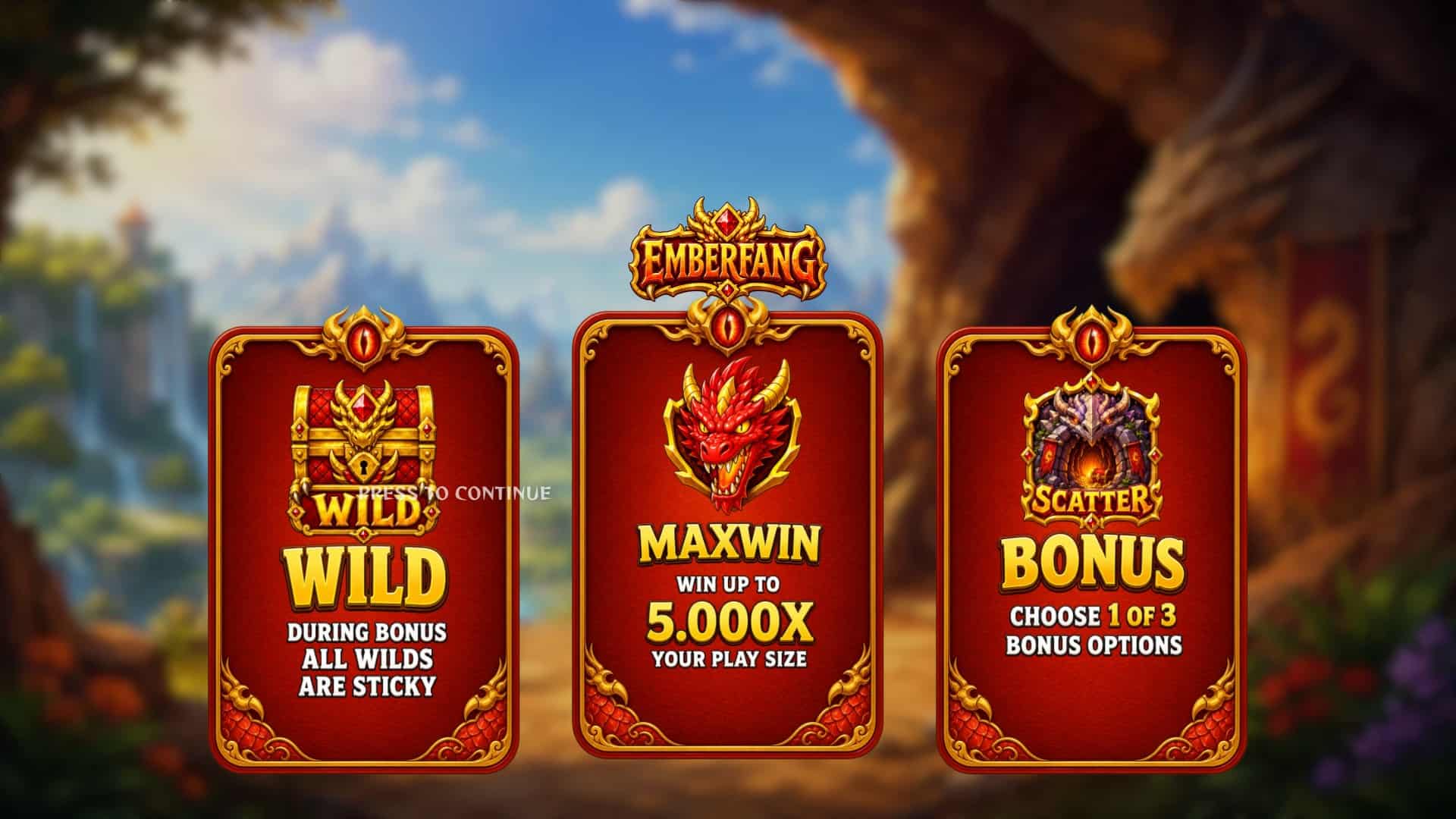 Emberfang slot intro screen