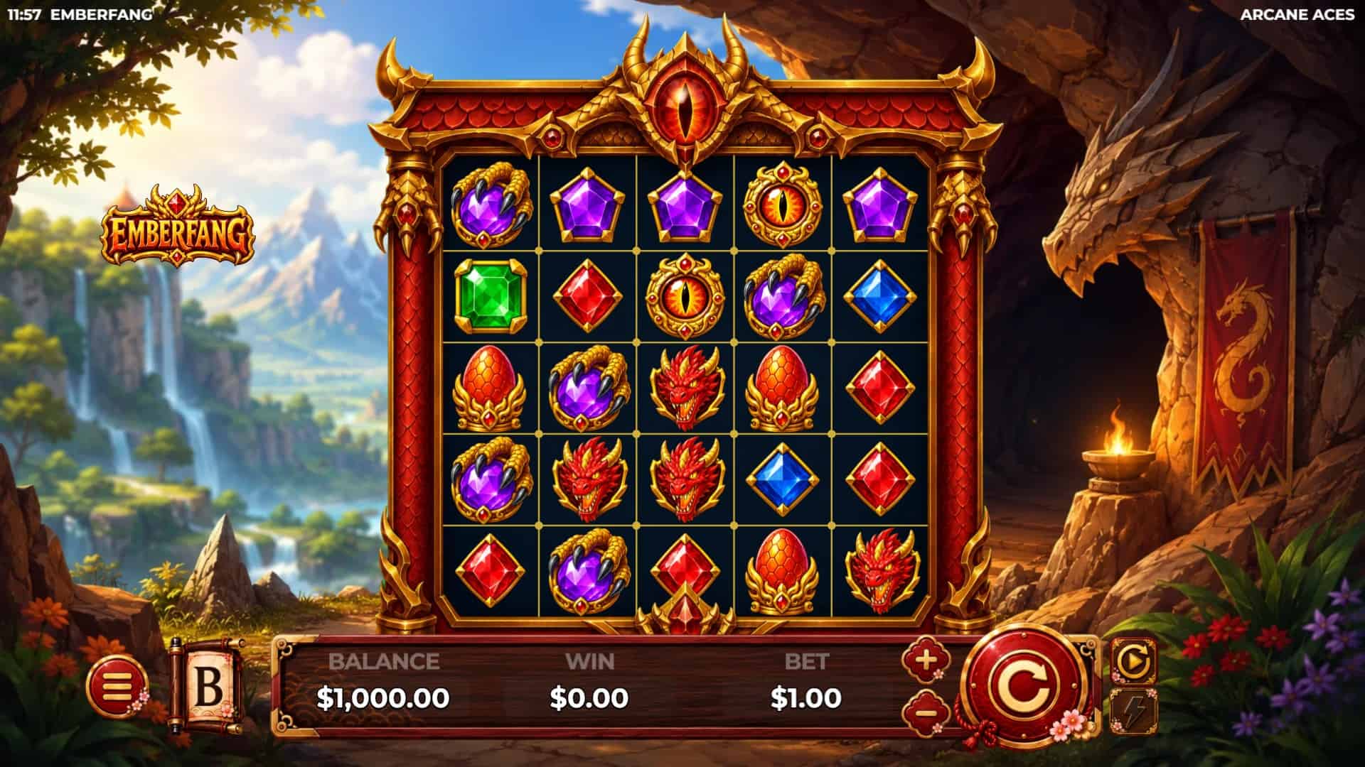 Emberfang slot gameplay reels
