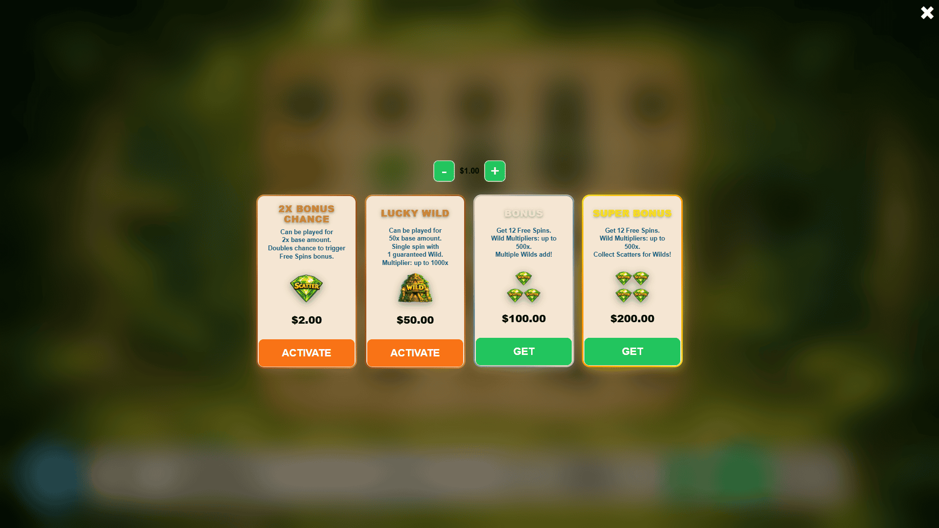 Jambara bonus buy menu