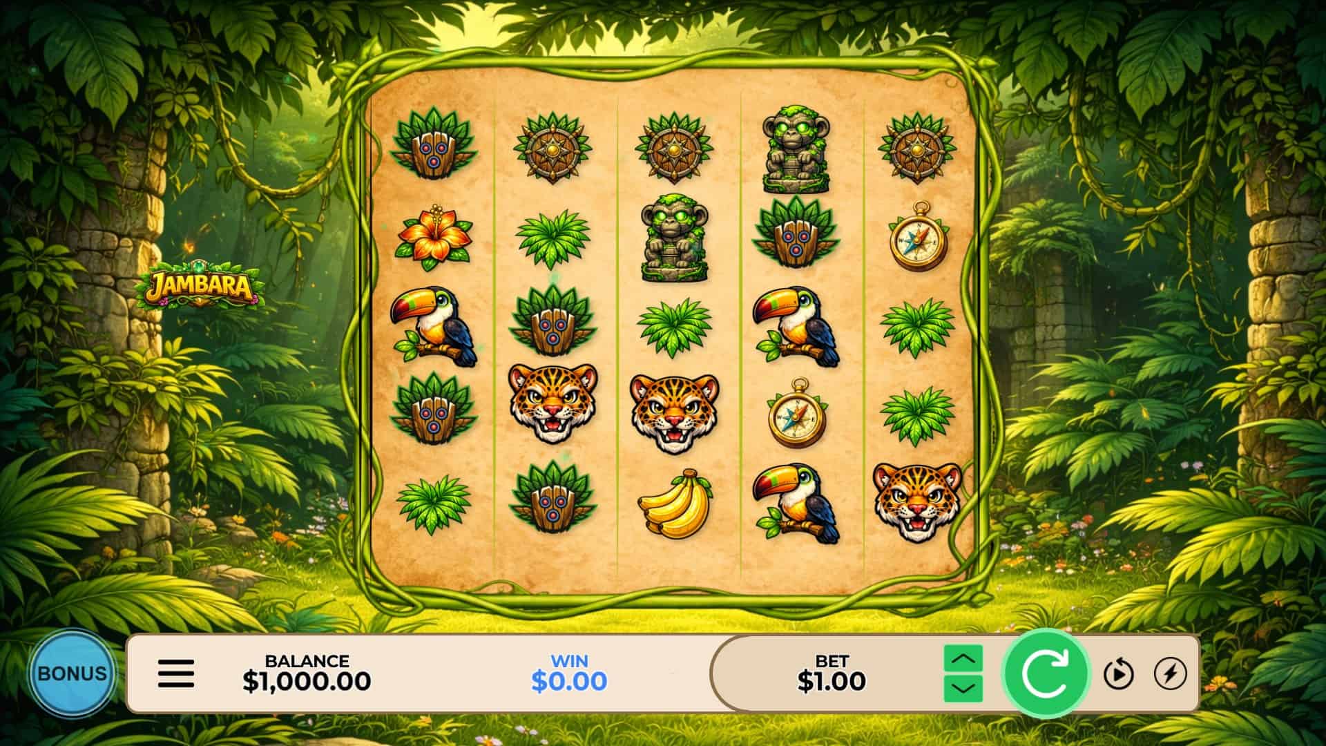Jambara slot gameplay reels