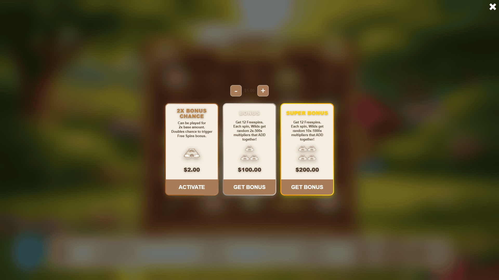 Pawfect Spins bonus buy menu