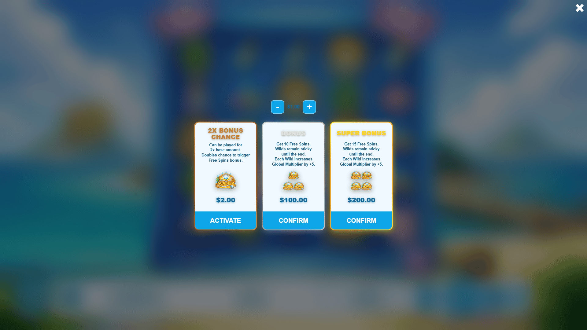 Shiny Seas bonus buy menu