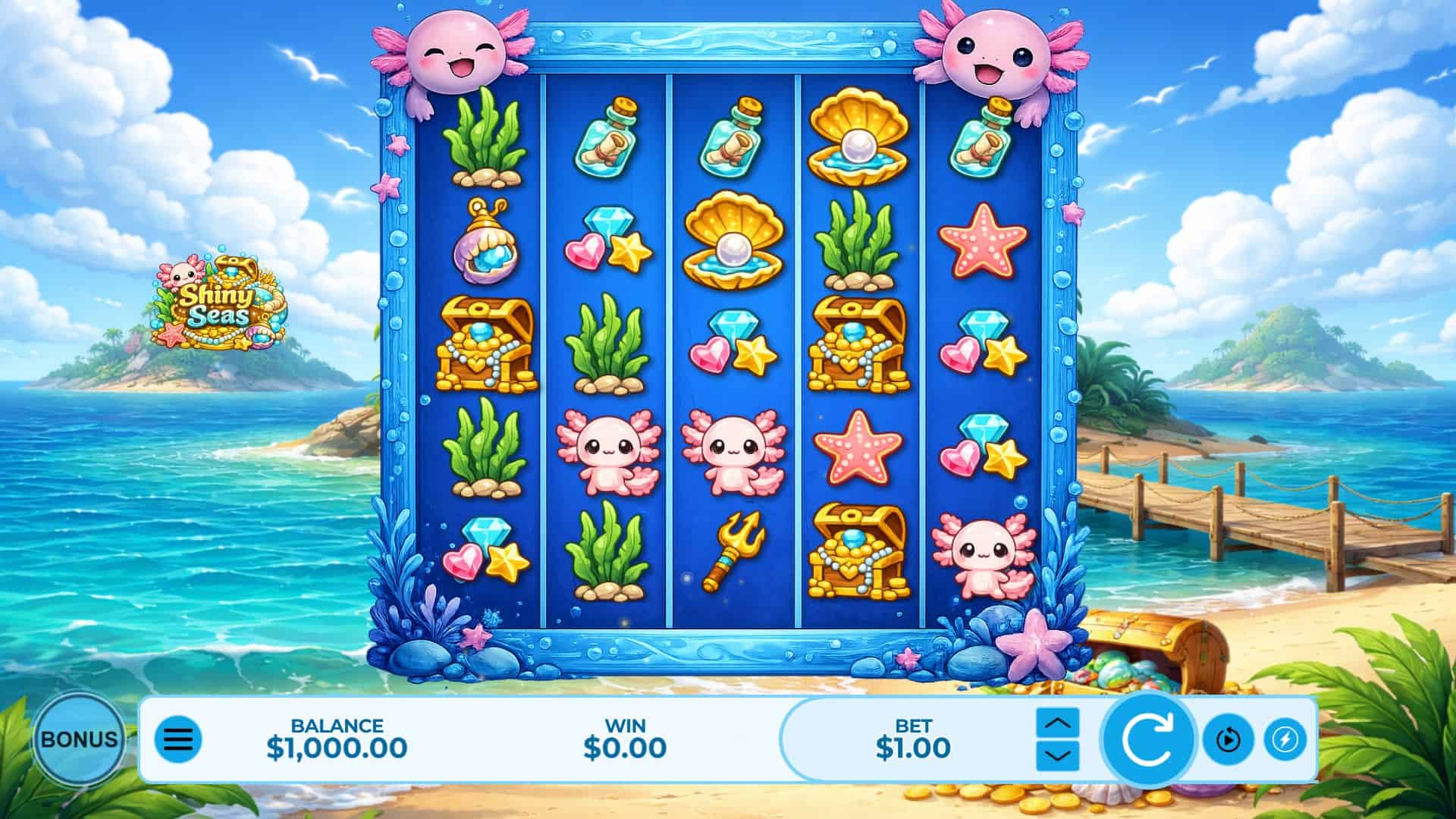 Shiny Seas slot gameplay reels