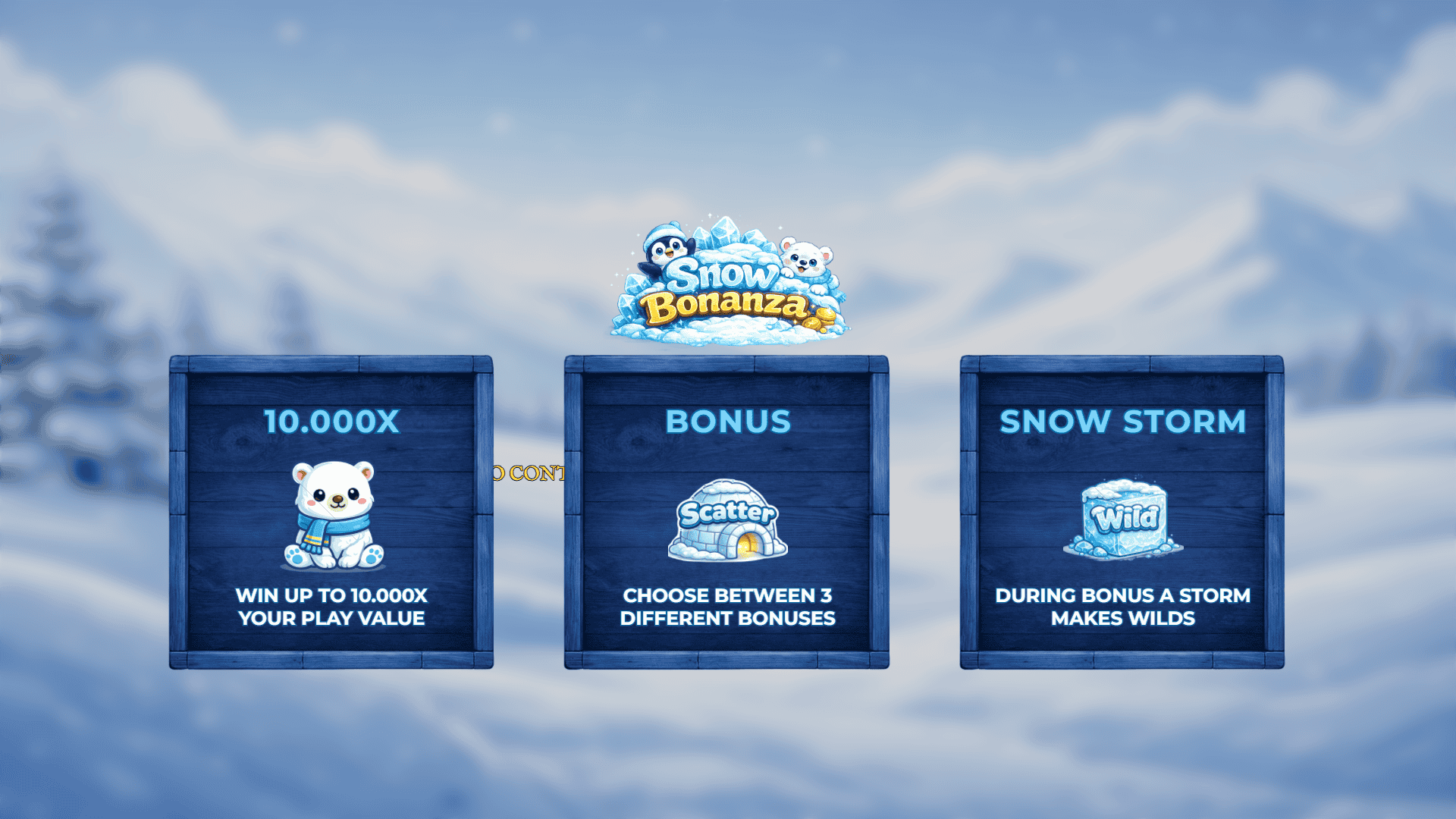 Snow Bonanza slot intro screen