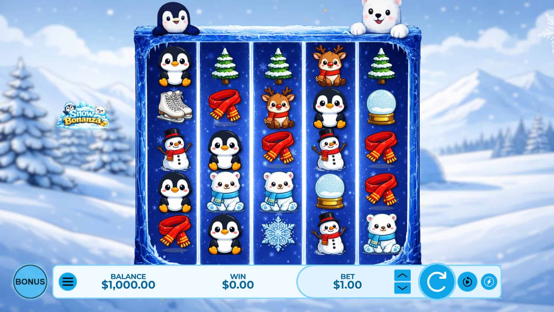 Snow Bonanza slot gameplay reels